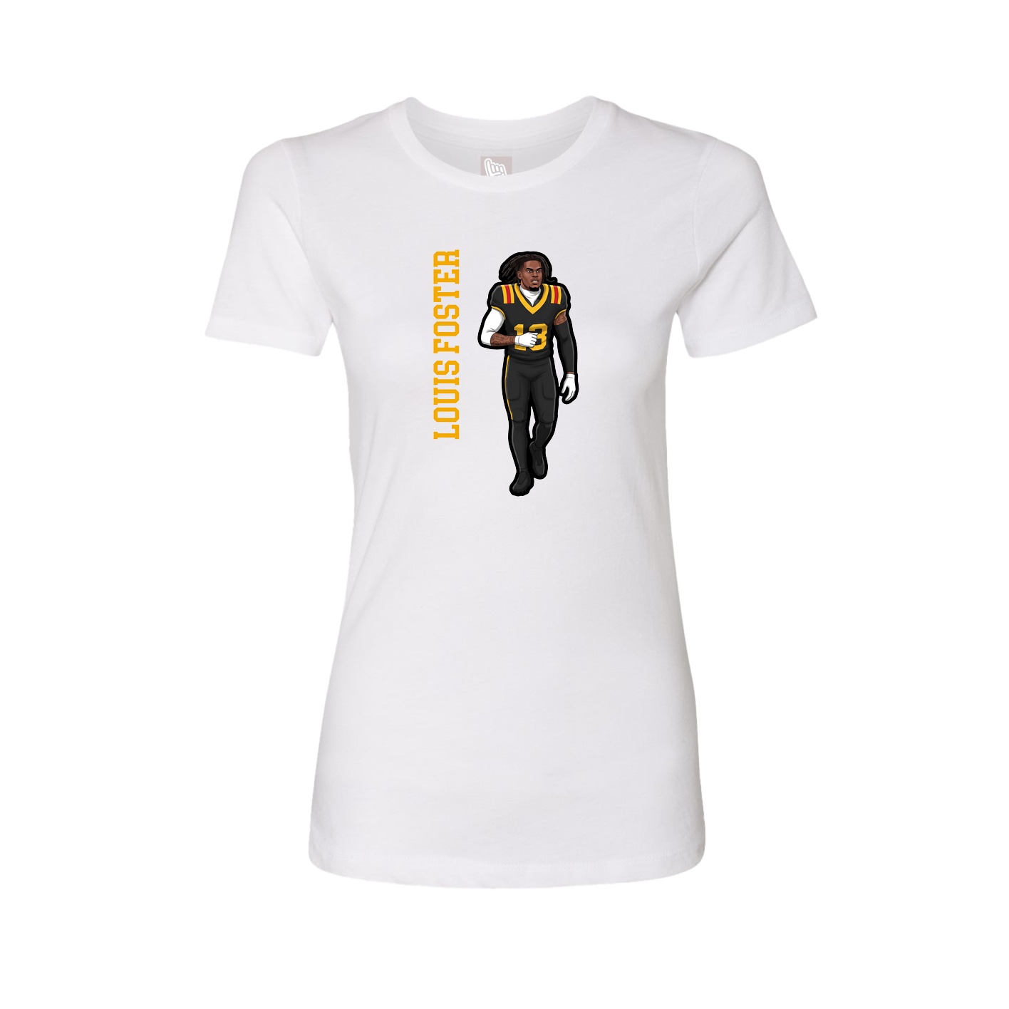 Fitted Women's Tee — Name Vertical in White