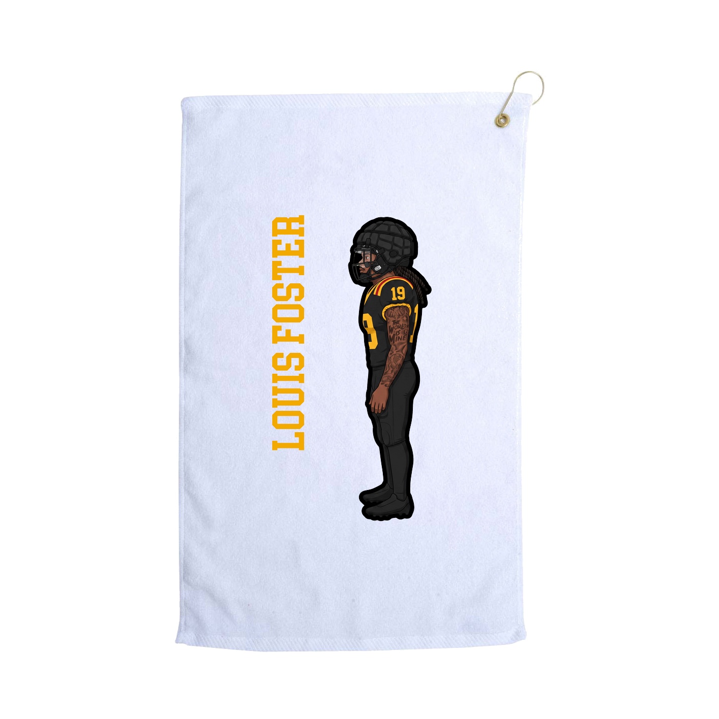 Golf Towel — Name Vertical in White