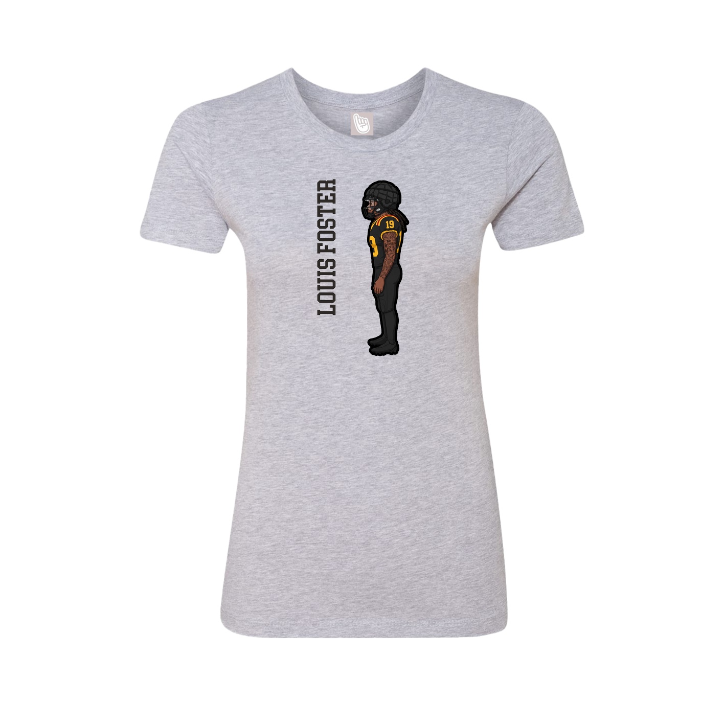 Fitted Women's Tee — Name Vertical in Grey