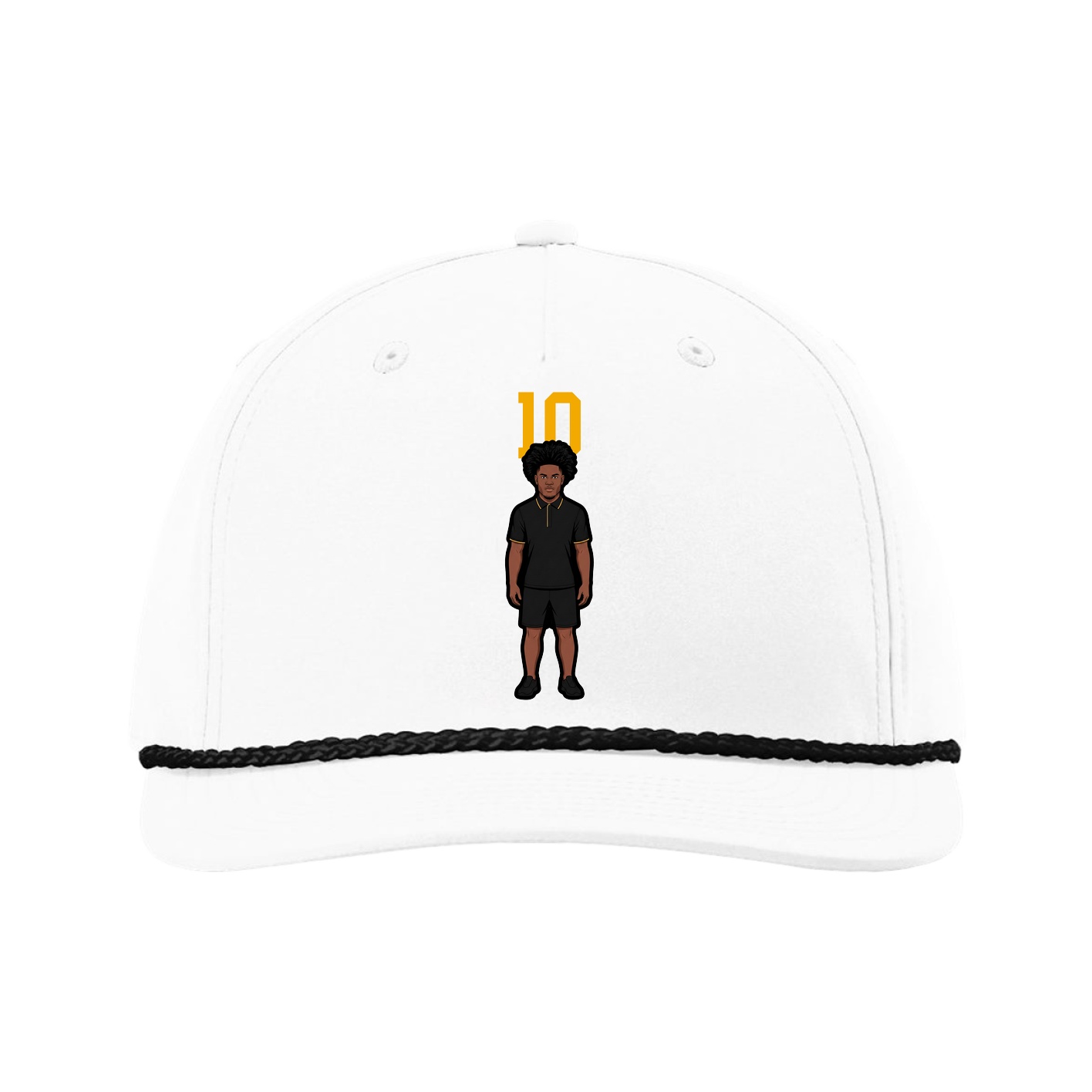 Five-Panel Classic Rope Cap — Number Top in White