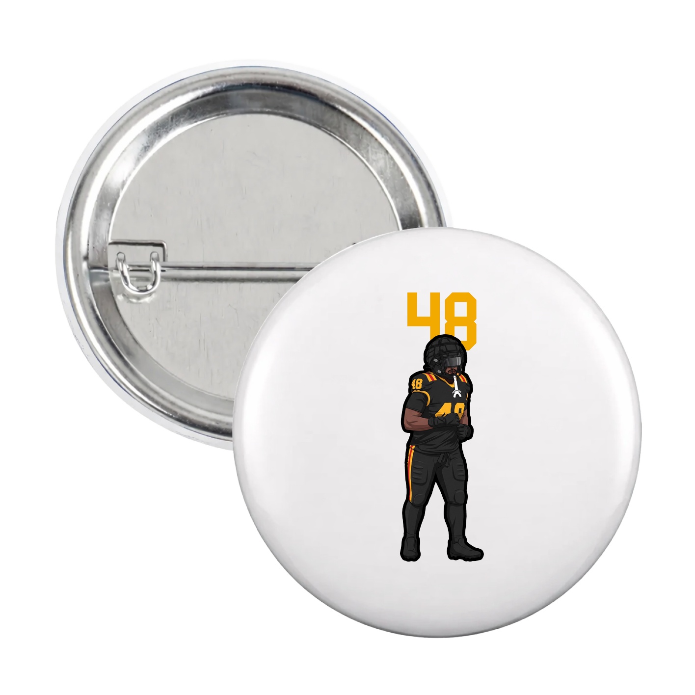 Game Day Button — Number Top in White