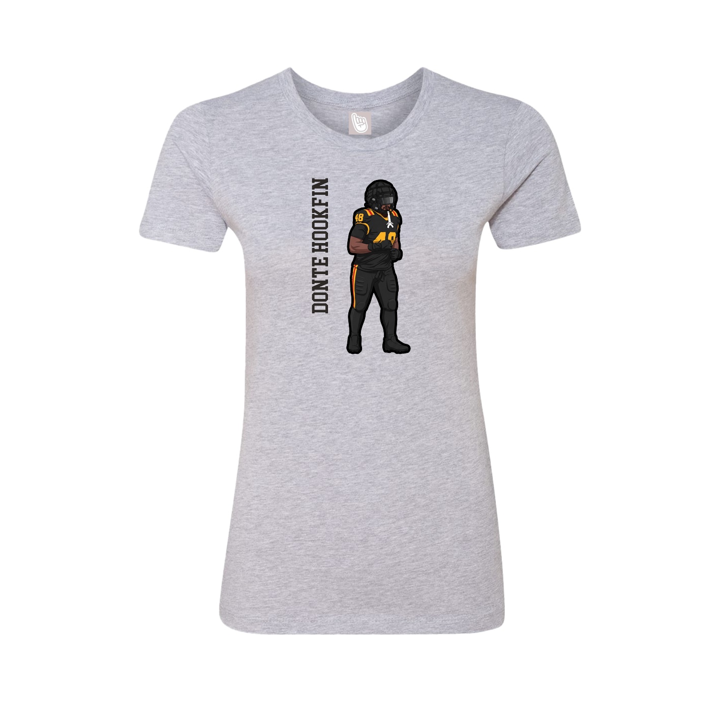 Fitted Women's Tee — Name Vertical in Grey