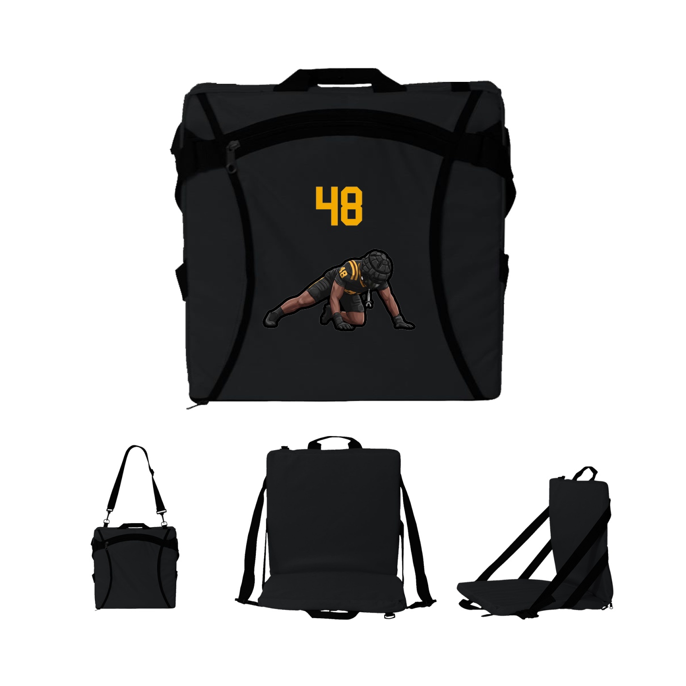 Folding Stadium Seat — Number Top in Black