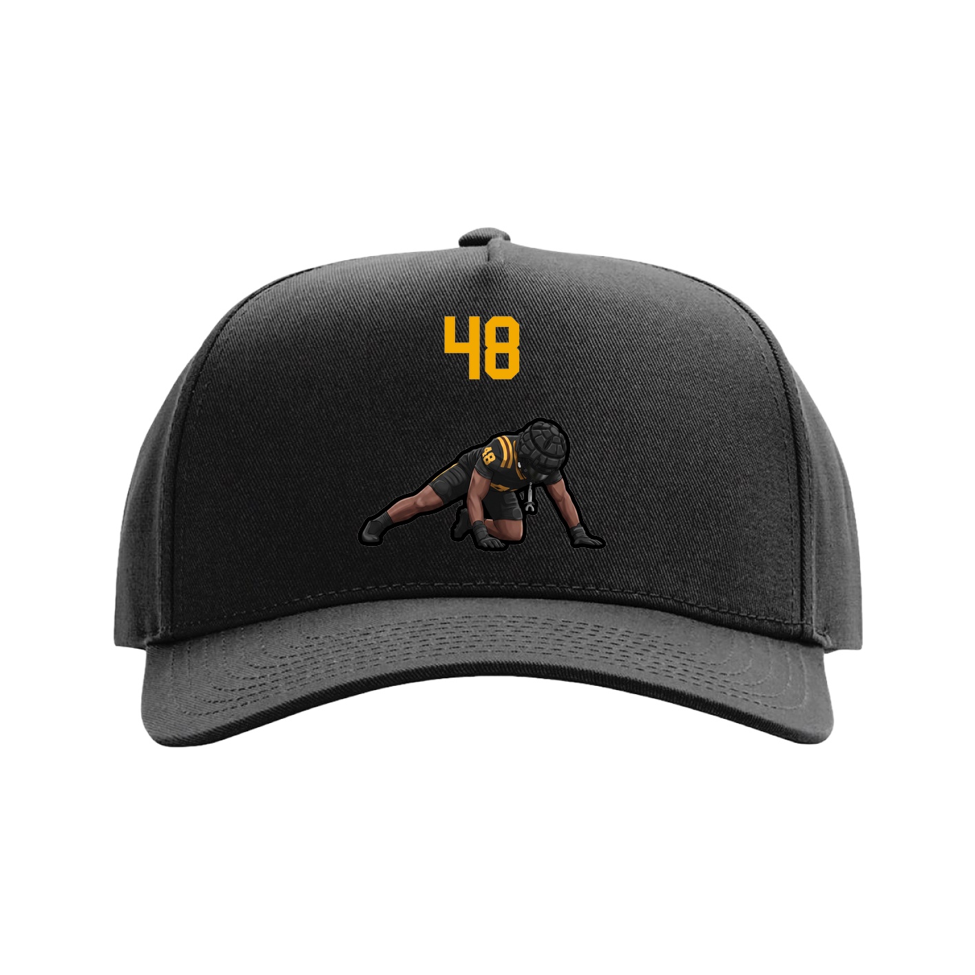 Full Fabric Five-Panel Champ Cap — Number Top in Black
