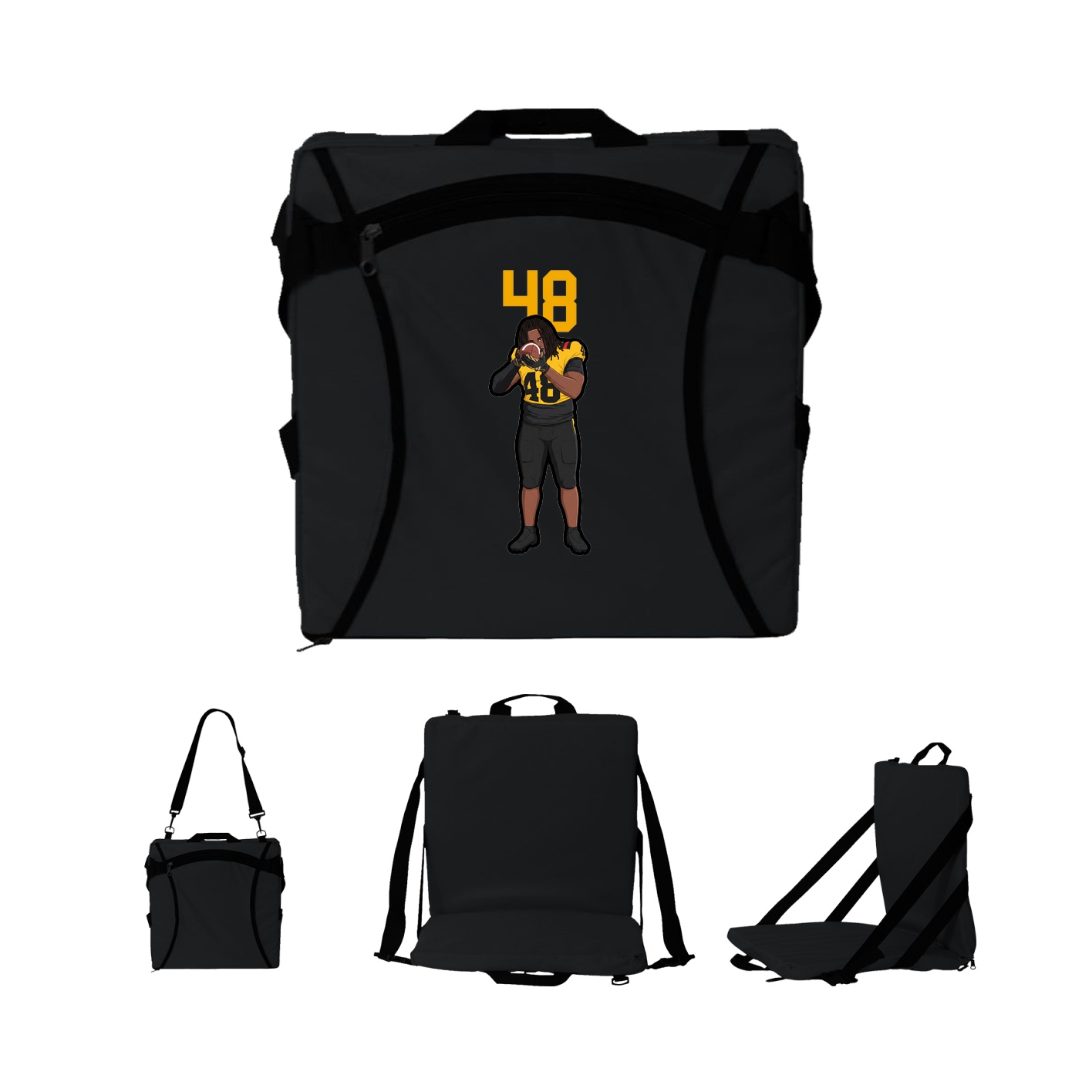 Folding Stadium Seat — Number Top in Black