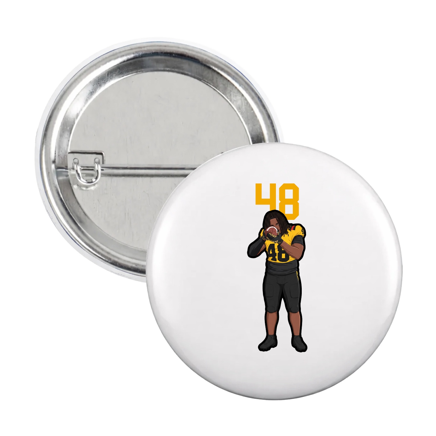 Game Day Button — Number Top in White