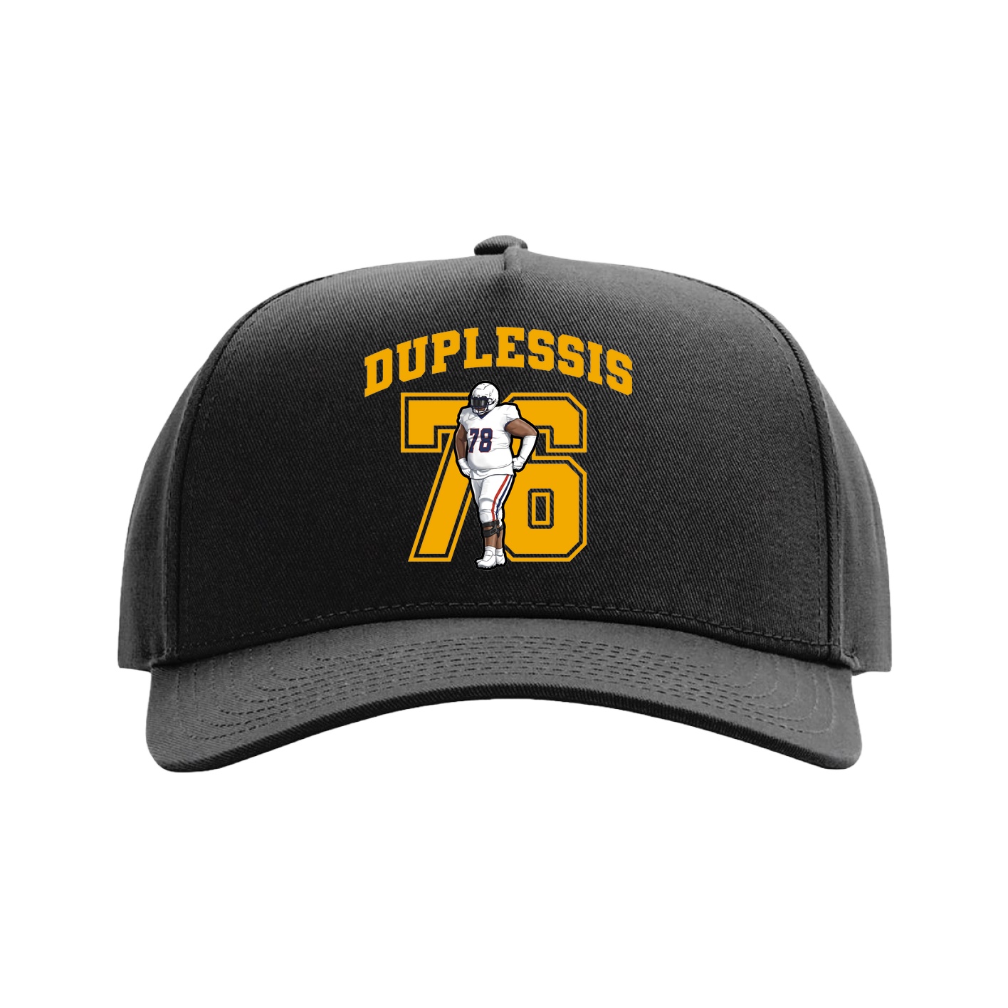 Full Fabric Five-Panel Champ Cap — Number in Black