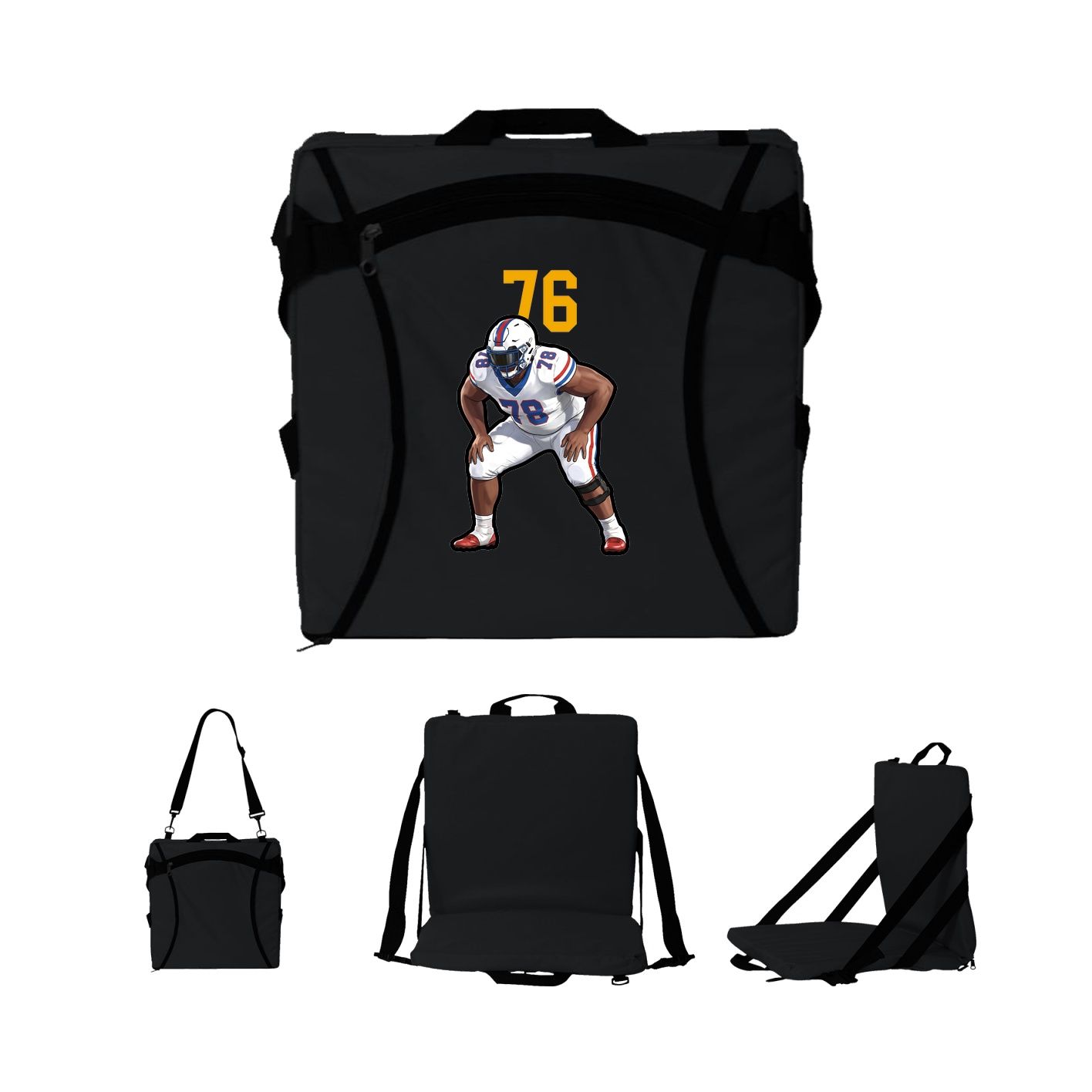 Folding Stadium Seat — Number Top in Black
