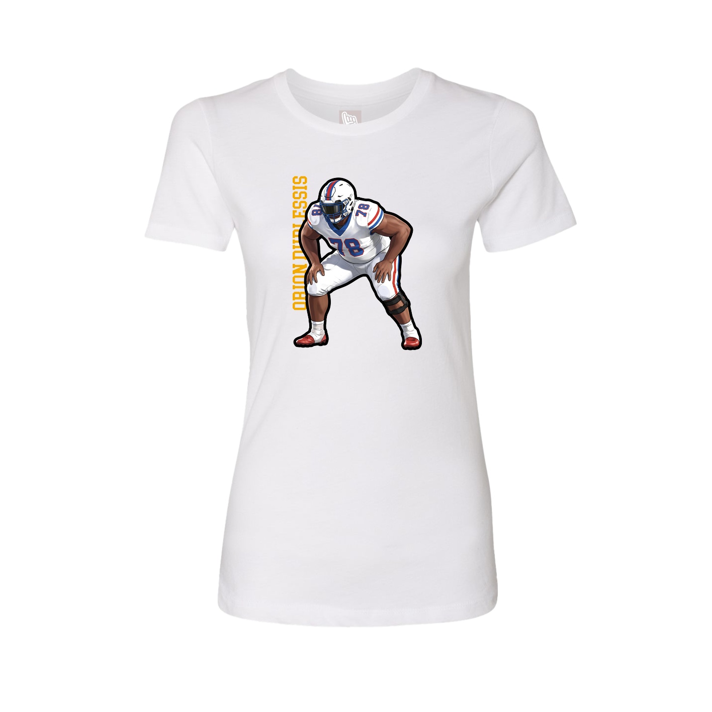 Fitted Women's Tee — Name Vertical in White