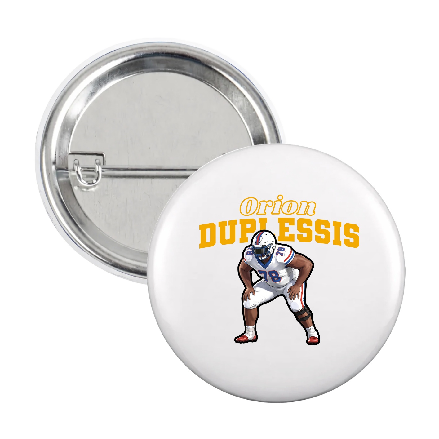 Game Day Button — Name Arch in White