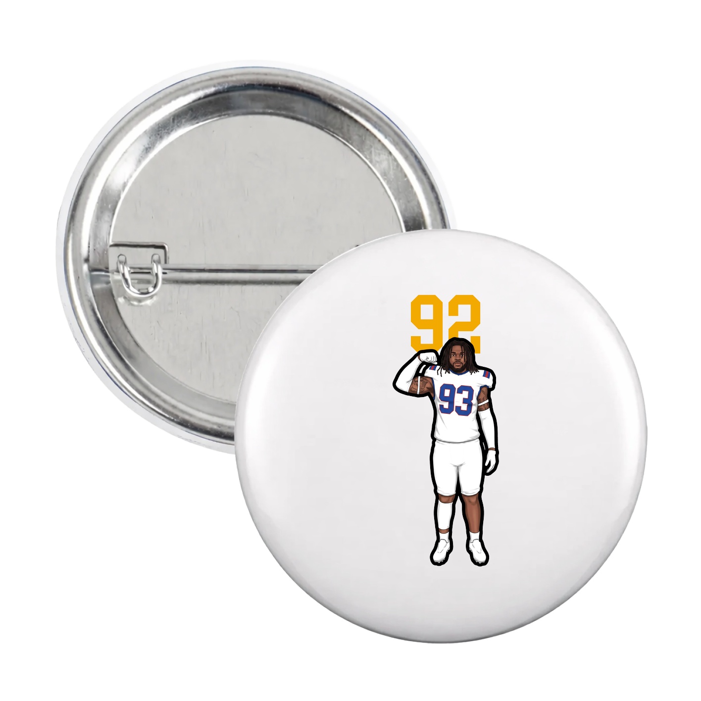 Game Day Button — Number Top in White