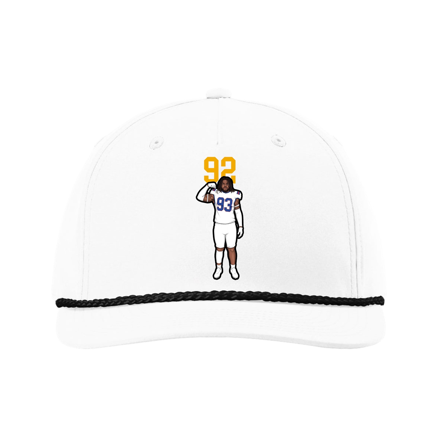 Five-Panel Classic Rope Cap — Number Top in White