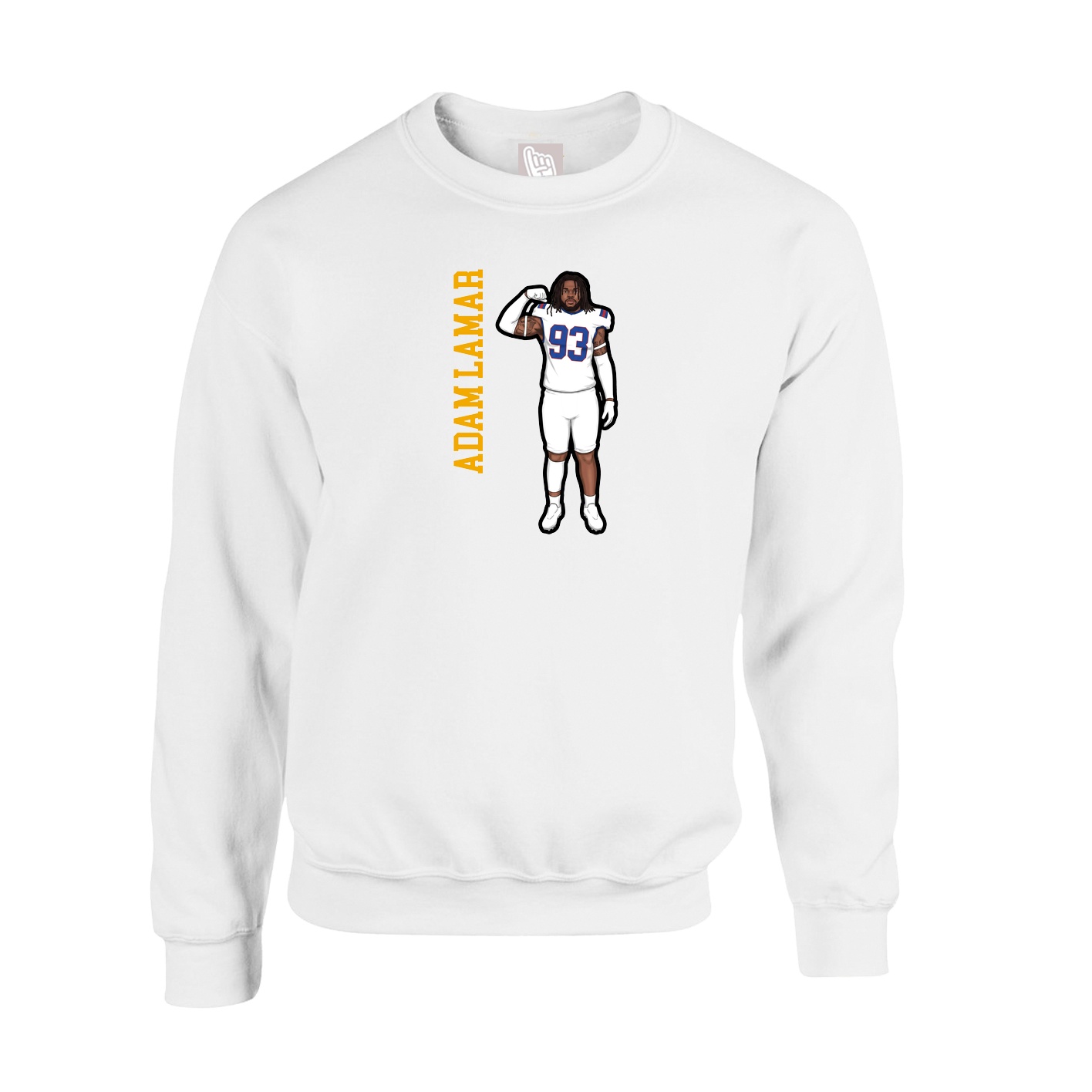 Fleece Crew — Name Vertical in White