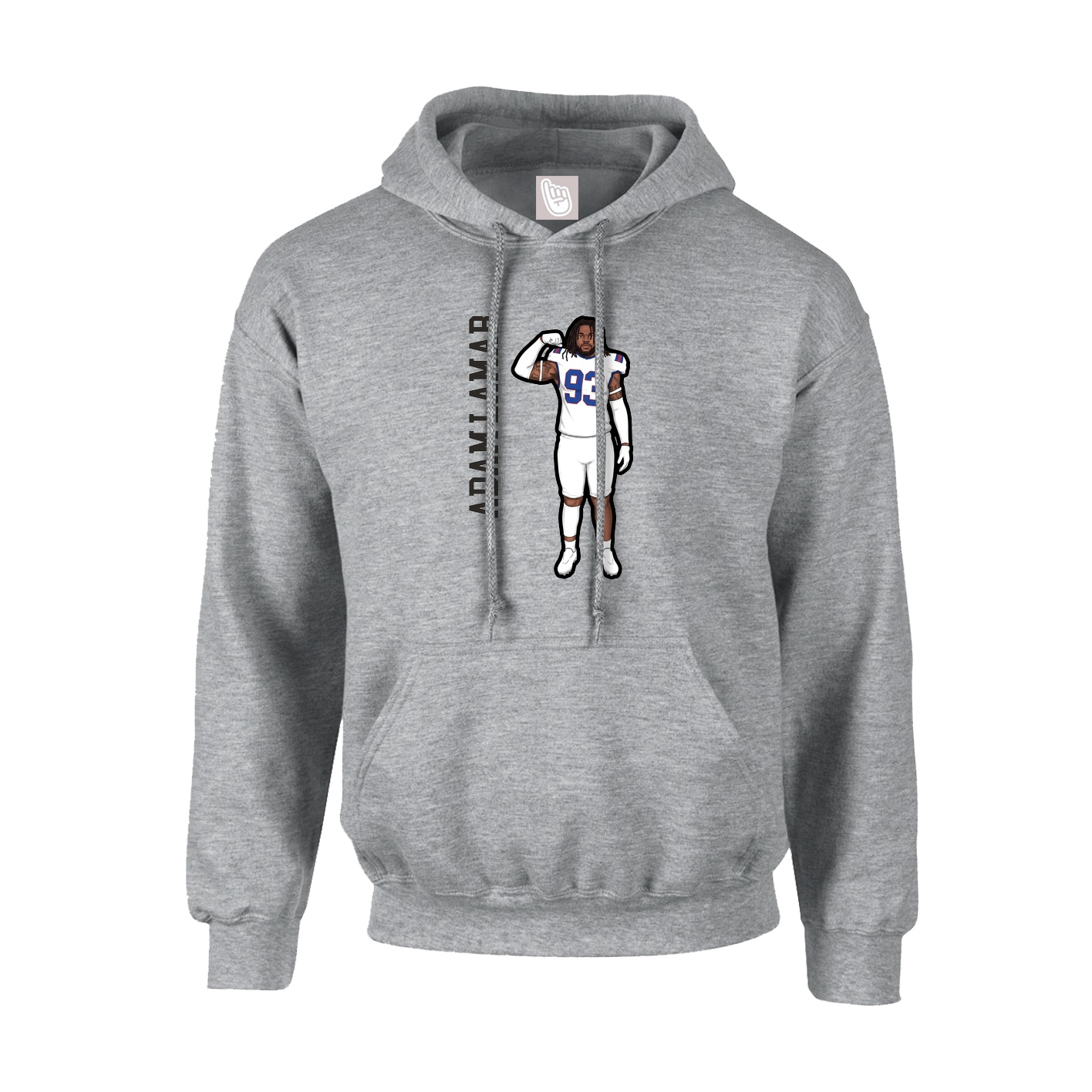 Youth Hoodie — Name Vertical in Grey