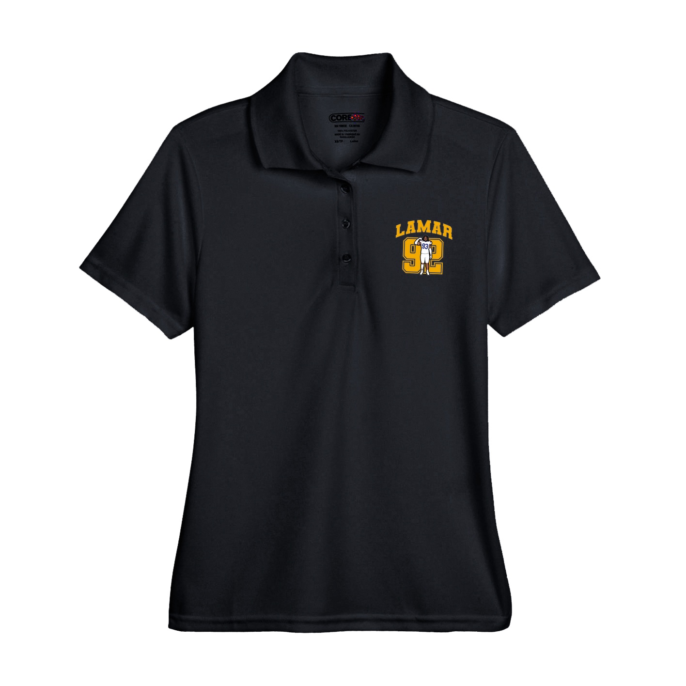 Womens Performance Polo — Number in Black