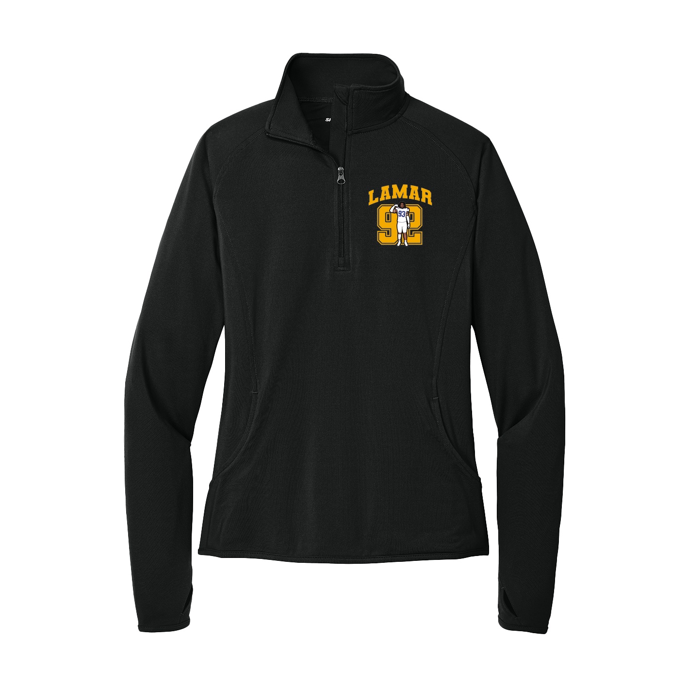 Women's Q-Zip Pullover — Number in Black
