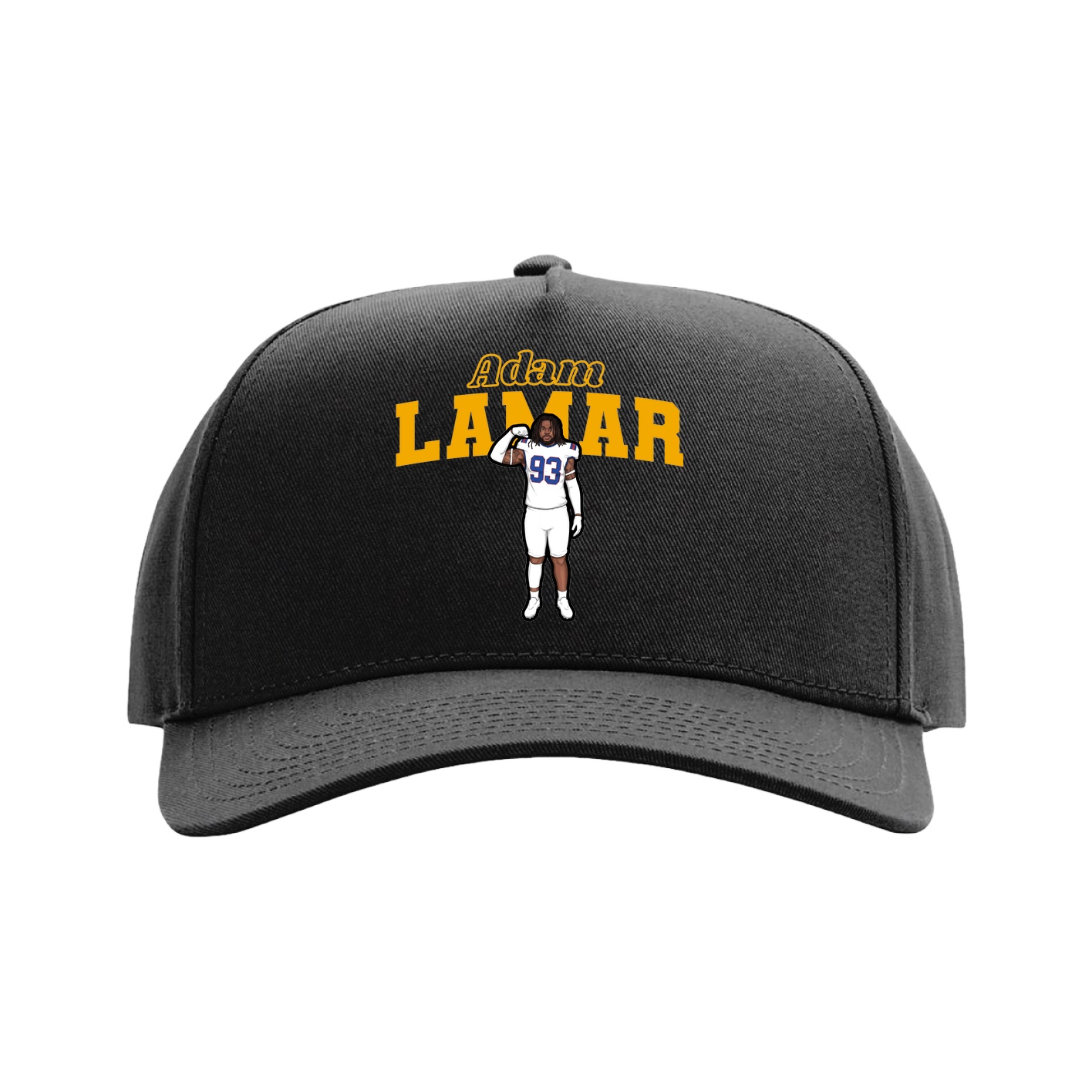 Full Fabric Five-Panel Champ Cap — Name Arch in Black