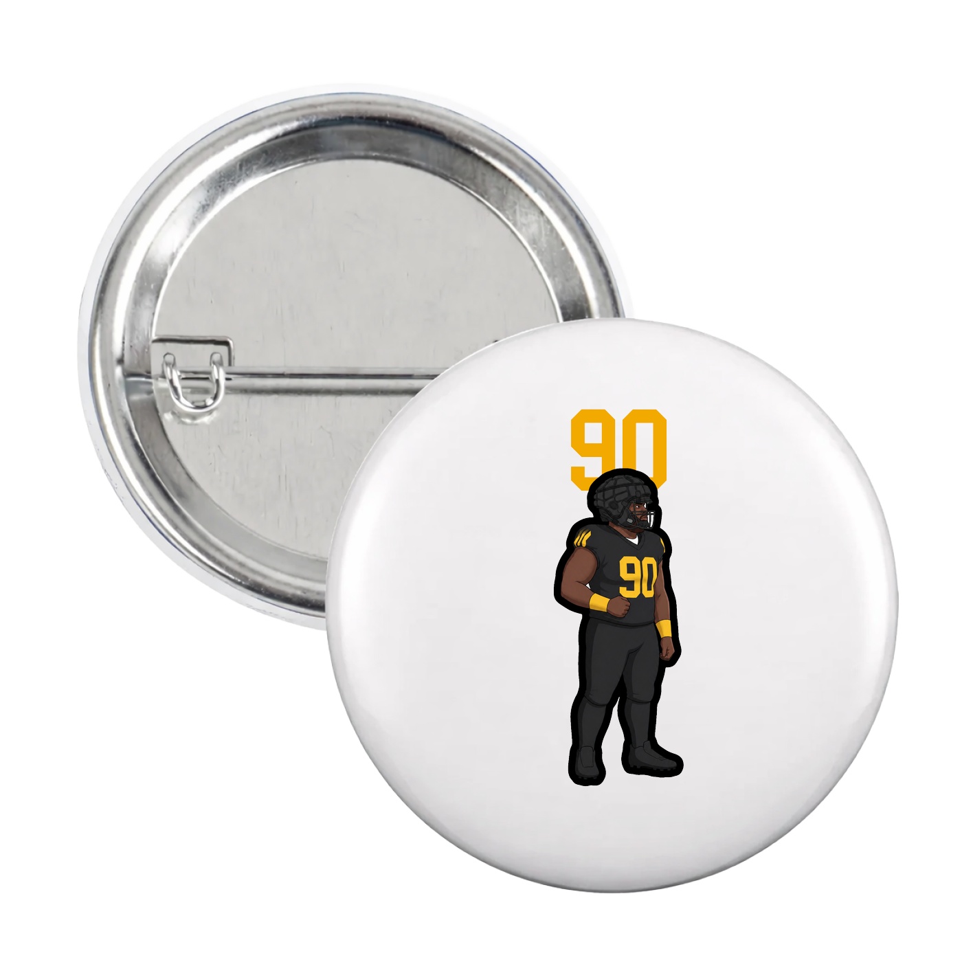 Game Day Button — Number Top in White