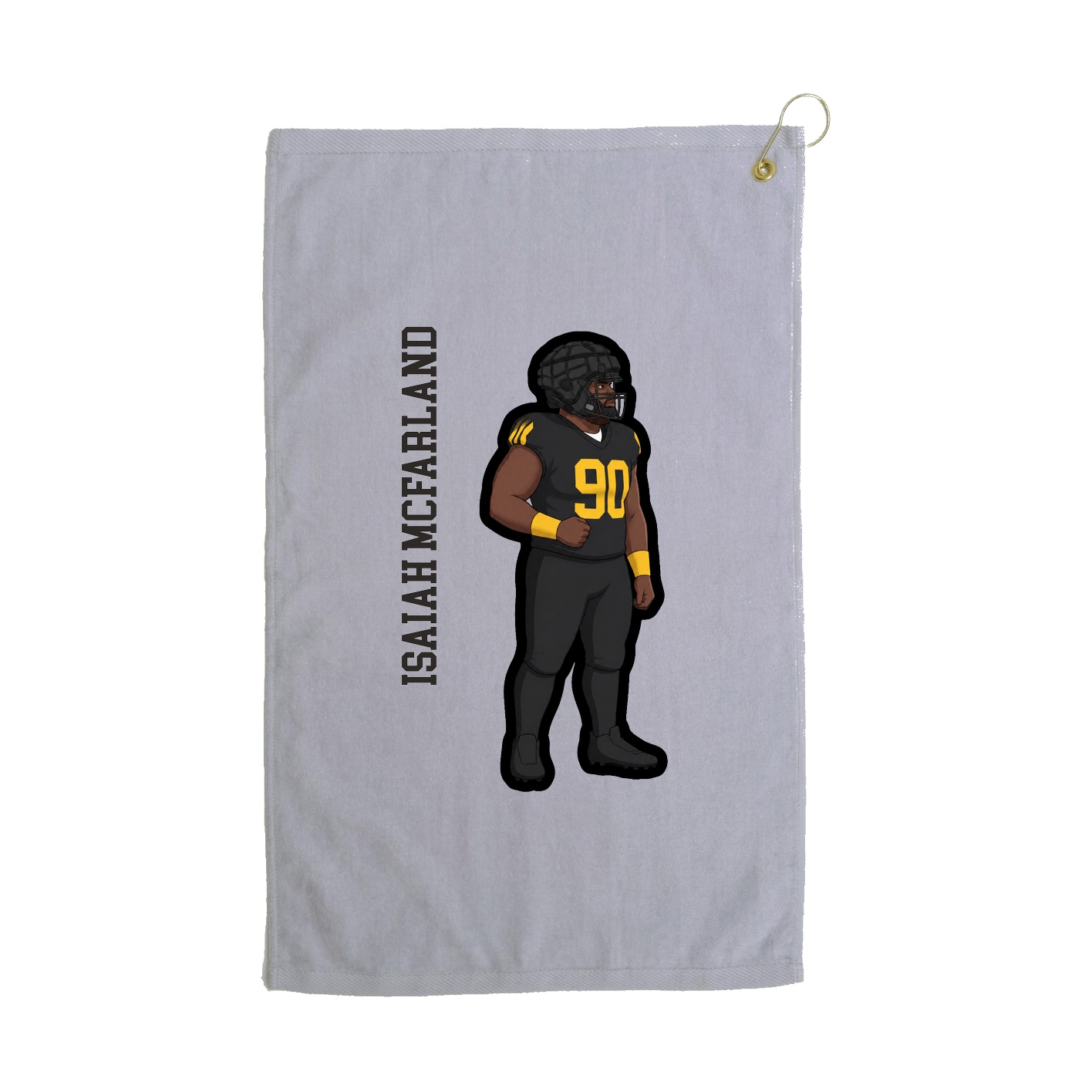 Golf Towel — Name Vertical in Grey