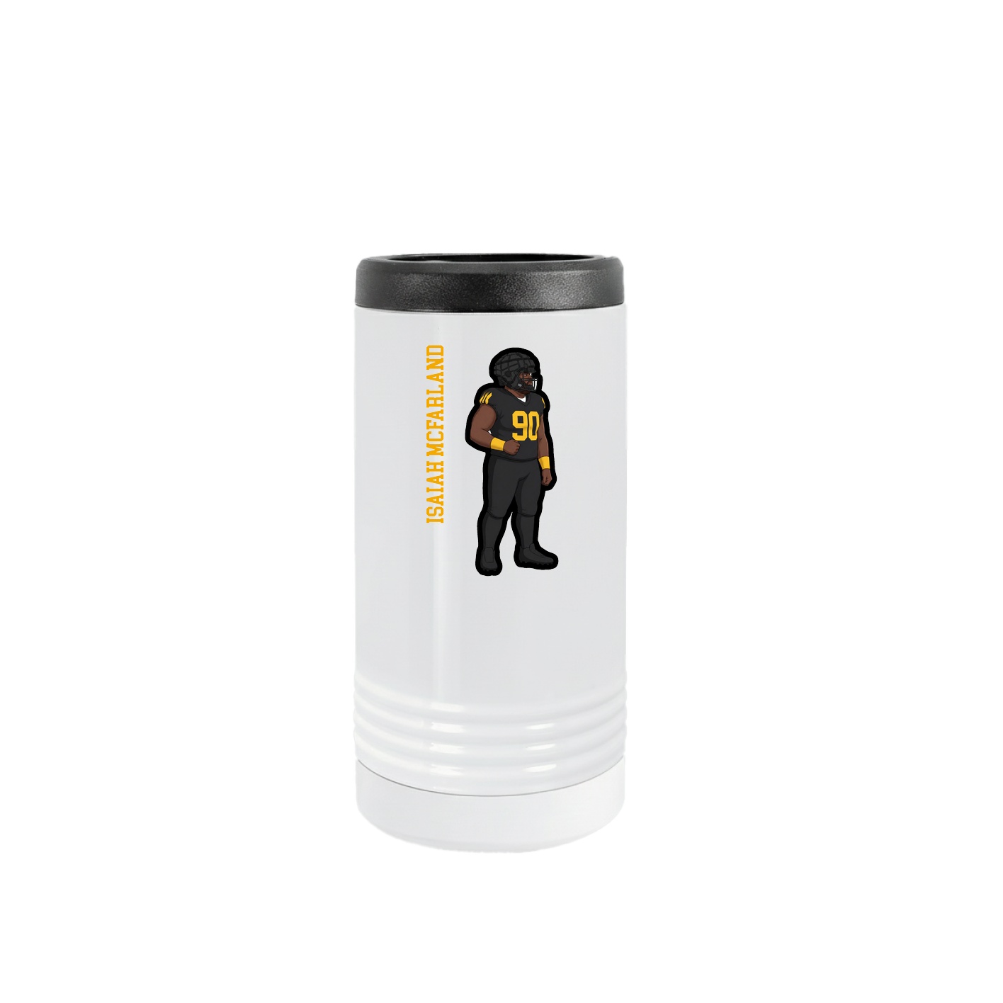 Slim Beverage Holder — Name Vertical in White