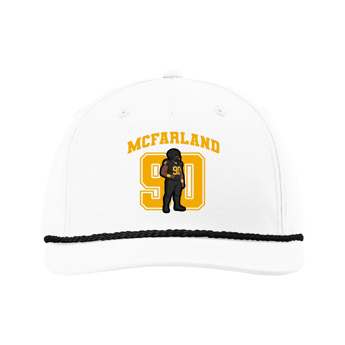Five-Panel Classic Rope Cap — Number in White