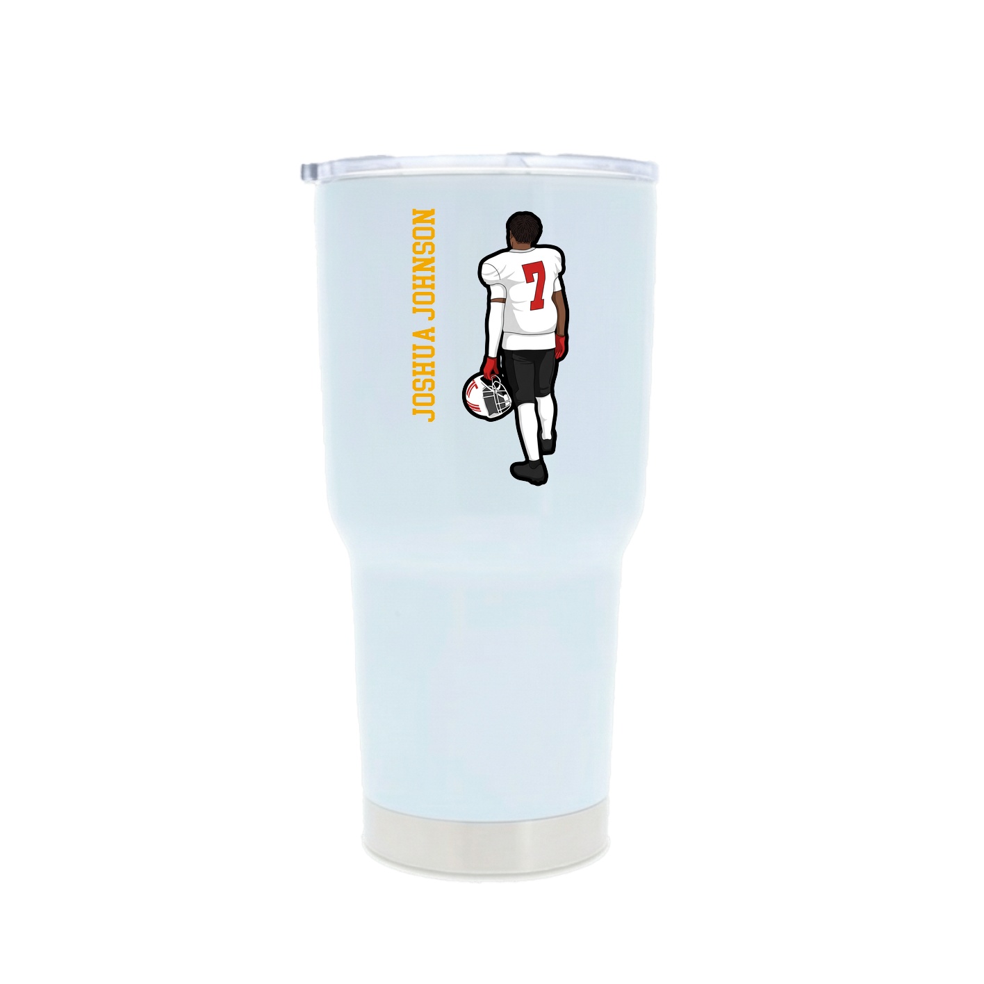 30oz Stainless Steel Tumbler — Name Vertical in White
