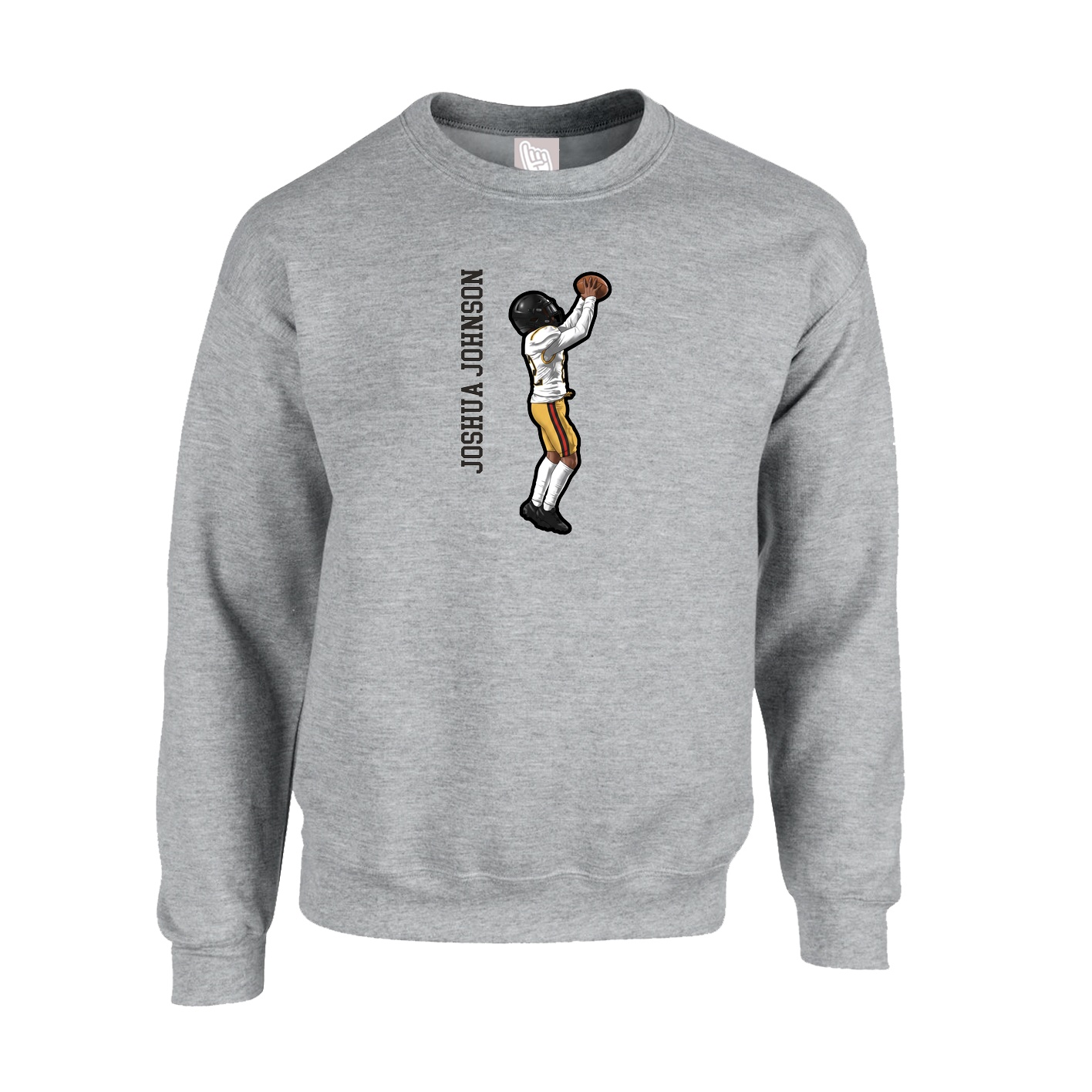 Fleece Crew — Name Vertical in Grey