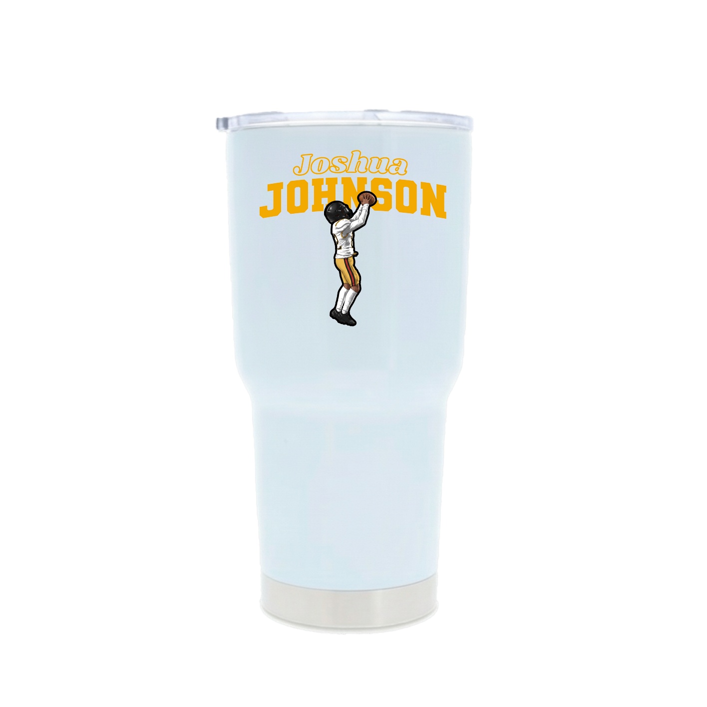30oz Stainless Steel Tumbler — Name Arch in White