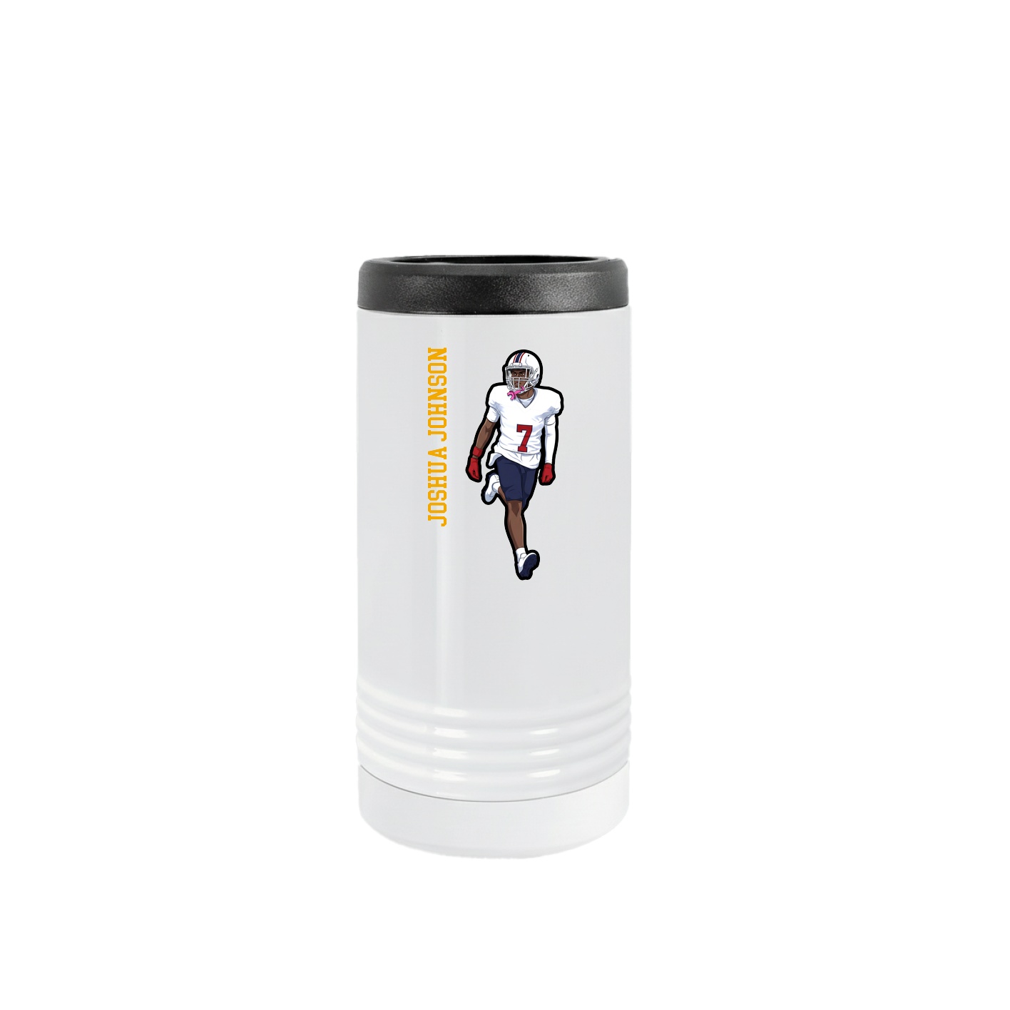 Slim Beverage Holder — Name Vertical in White
