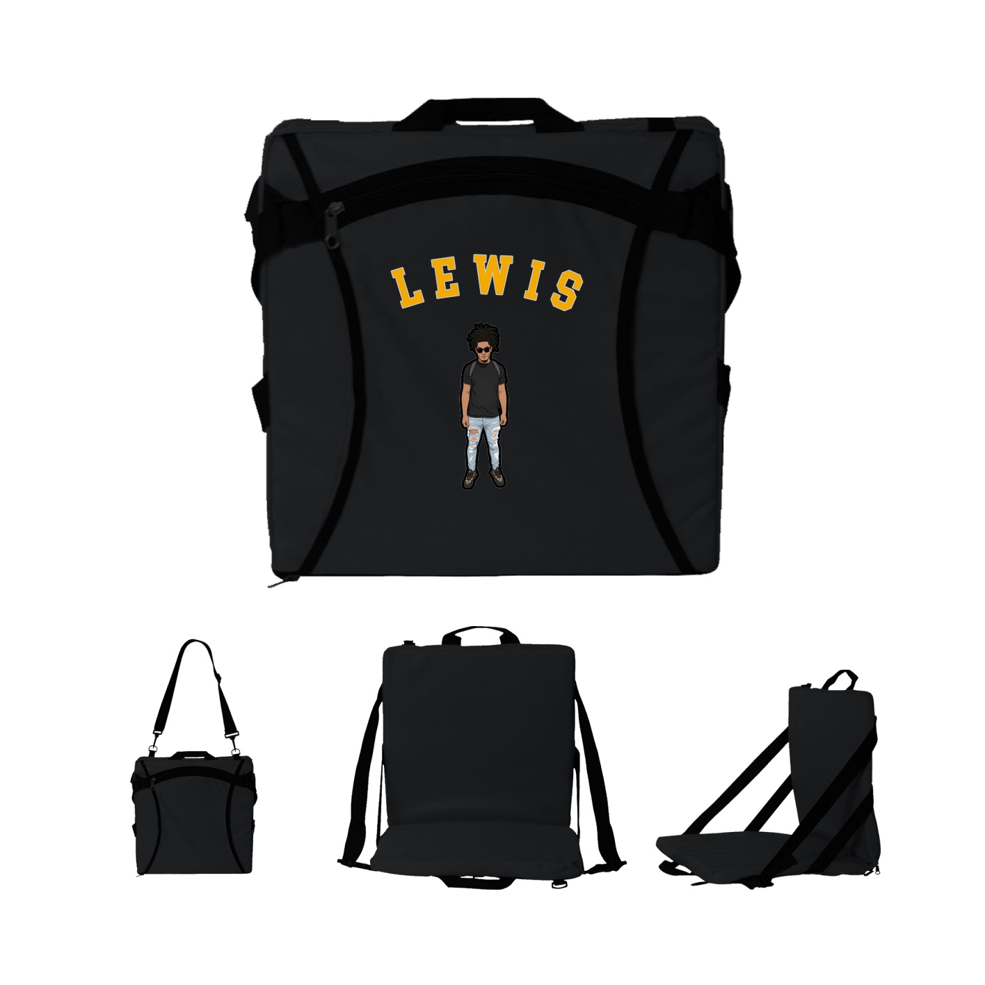 Folding Stadium Seat — Shirsey Arch in Black