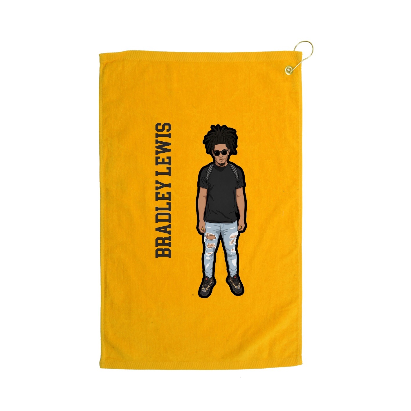 Golf Towel — Name Vertical in Gold