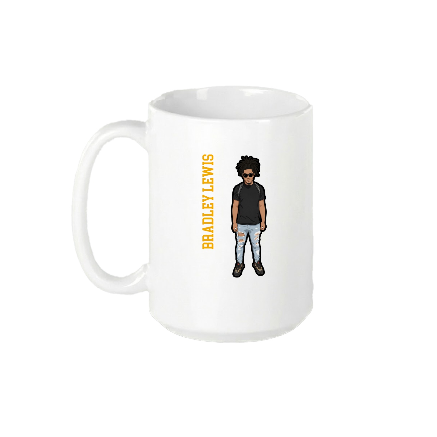 15oz Coffee Mug — Name Vertical in White
