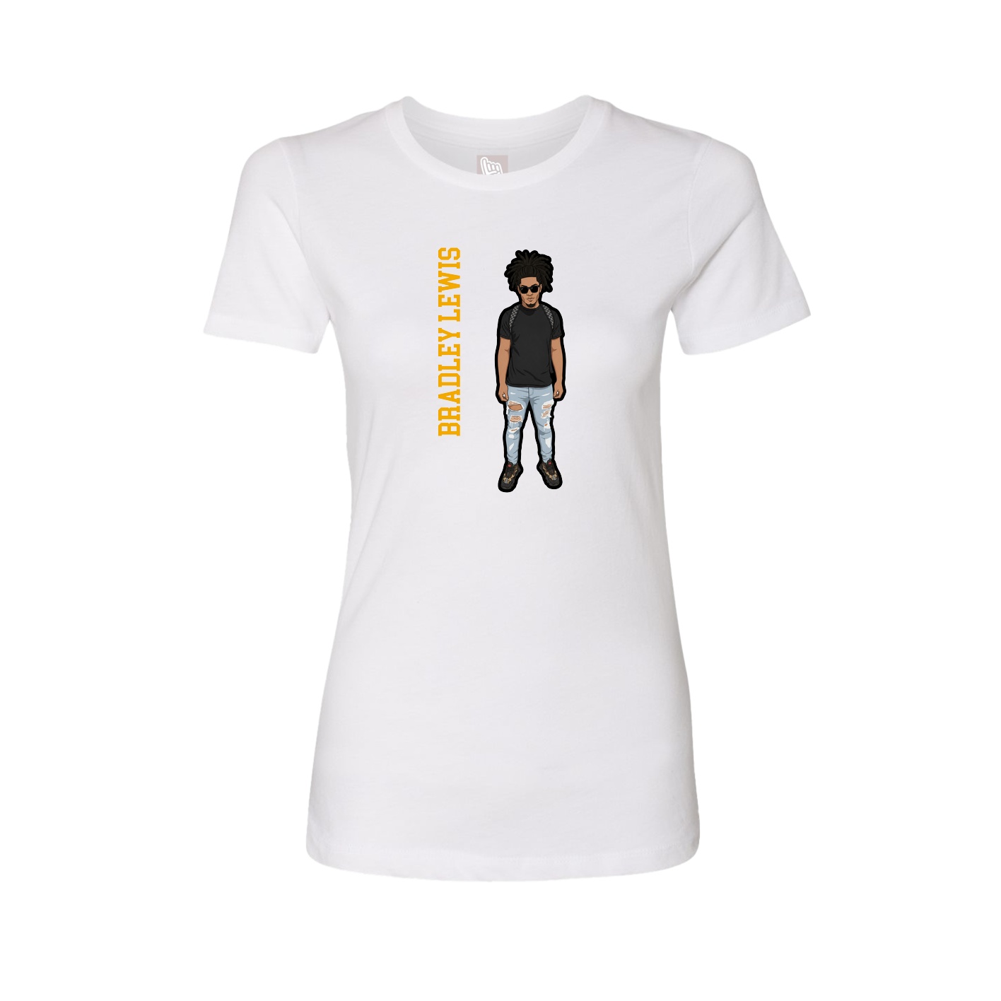 Fitted Women's Tee — Name Vertical in White