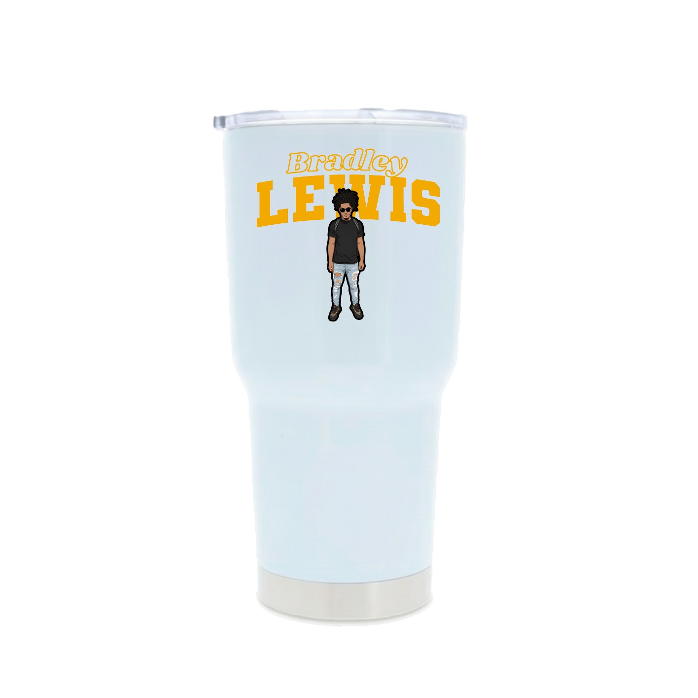 30oz Stainless Steel Tumbler — Name Arch in White