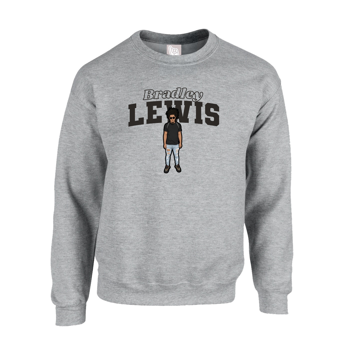 Fleece Crew — Name Arch in Grey