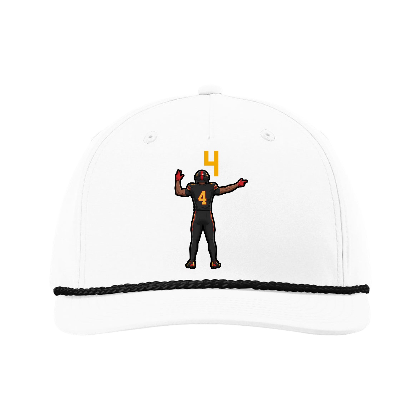 Five-Panel Classic Rope Cap — Number Top in White