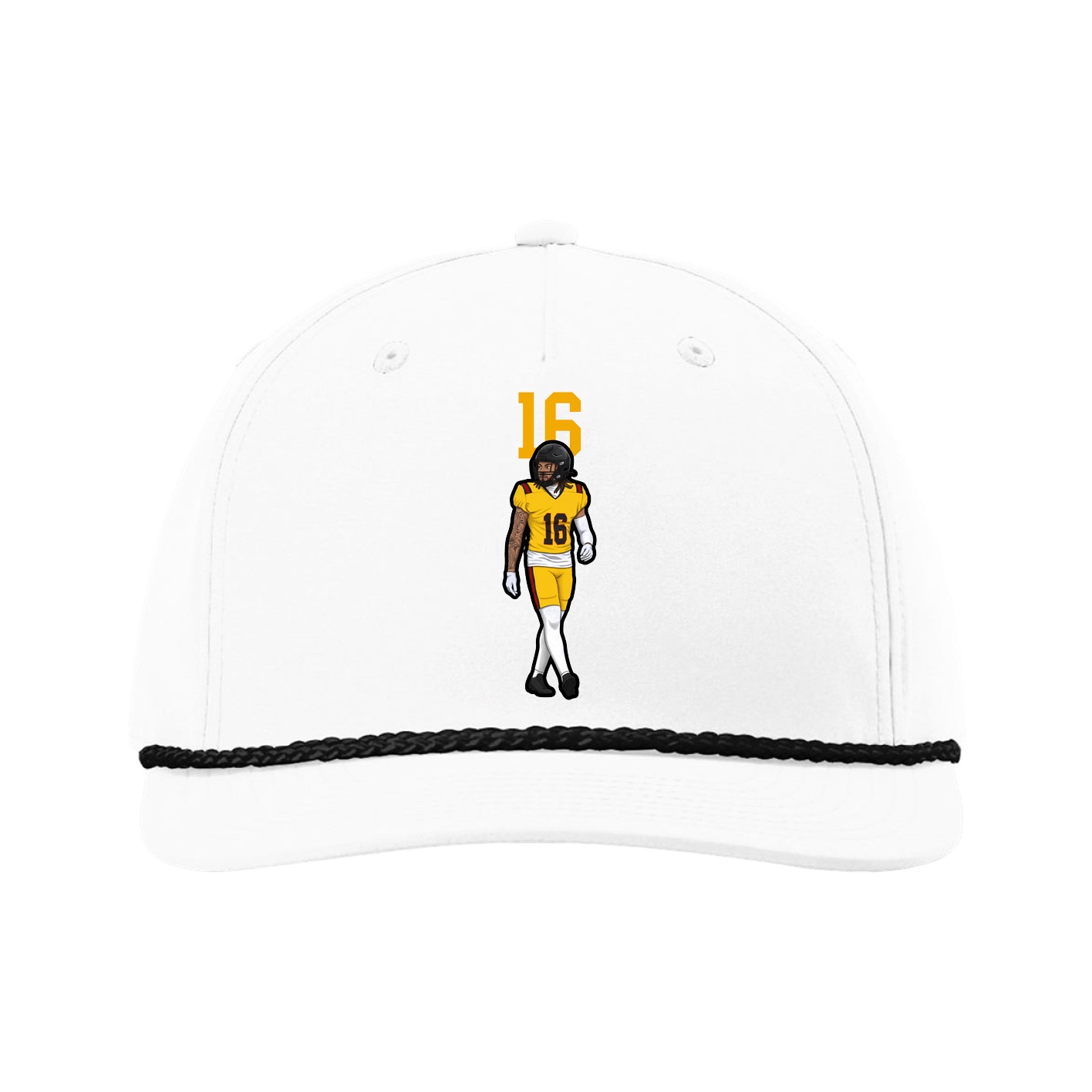 Five-Panel Classic Rope Cap — Number Top in White
