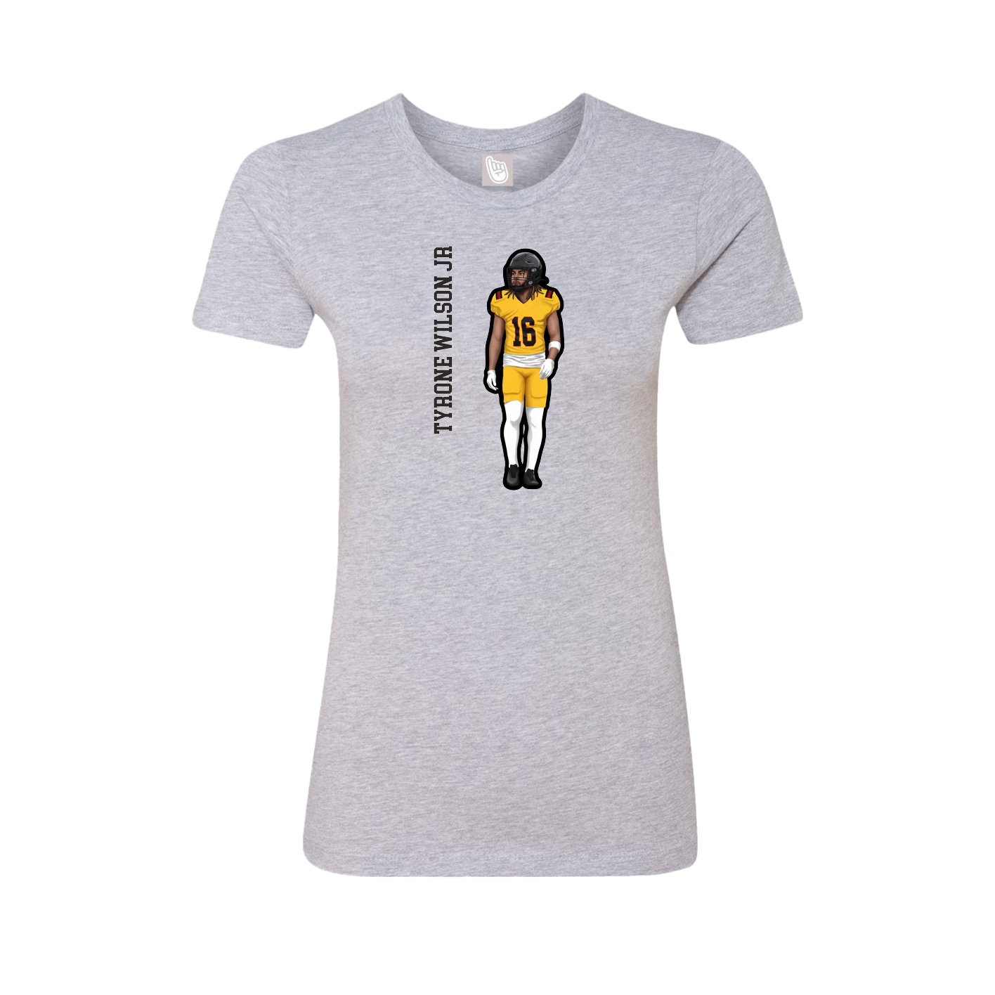 Fitted Women's Tee — Name Vertical in Grey