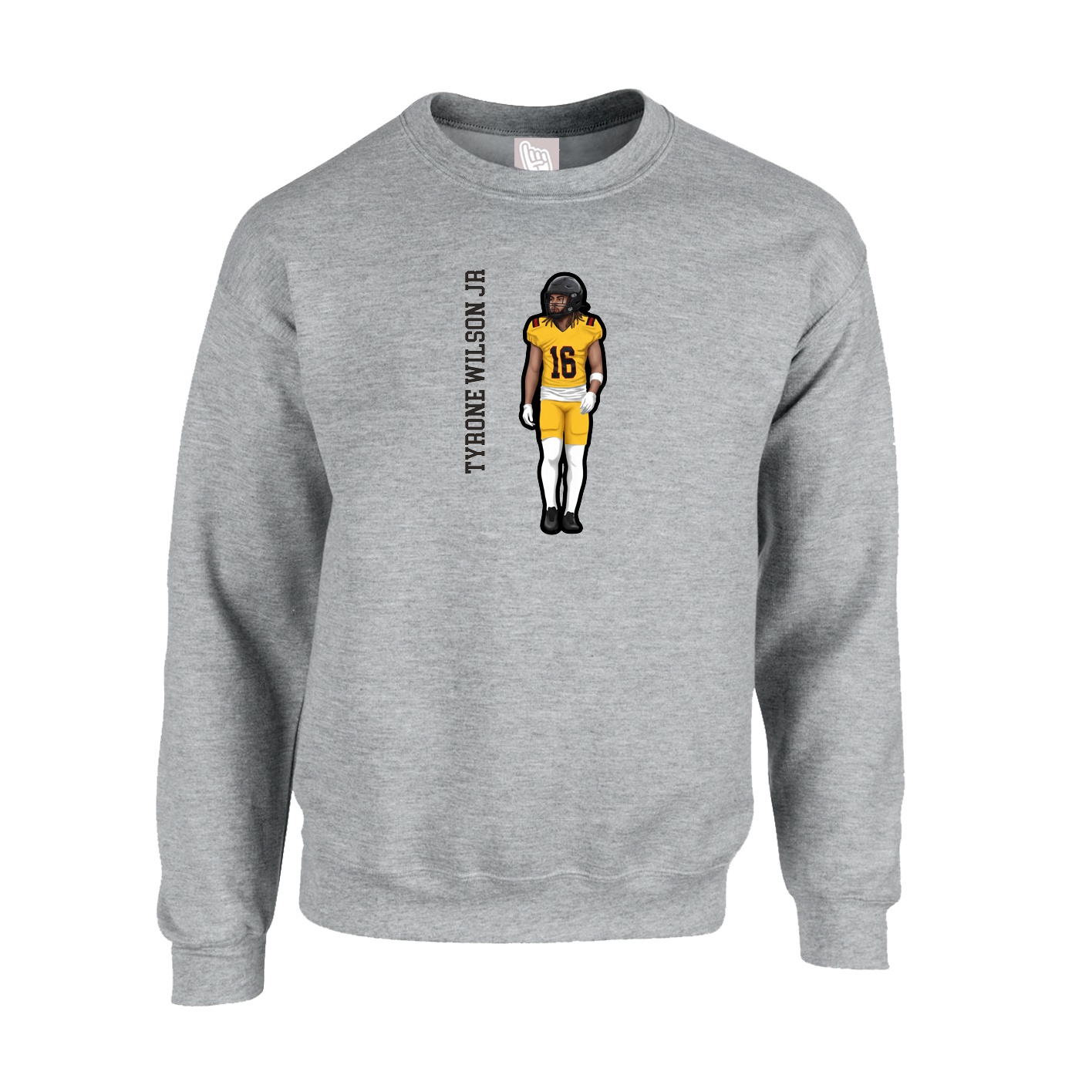 Fleece Crew — Name Vertical in Grey