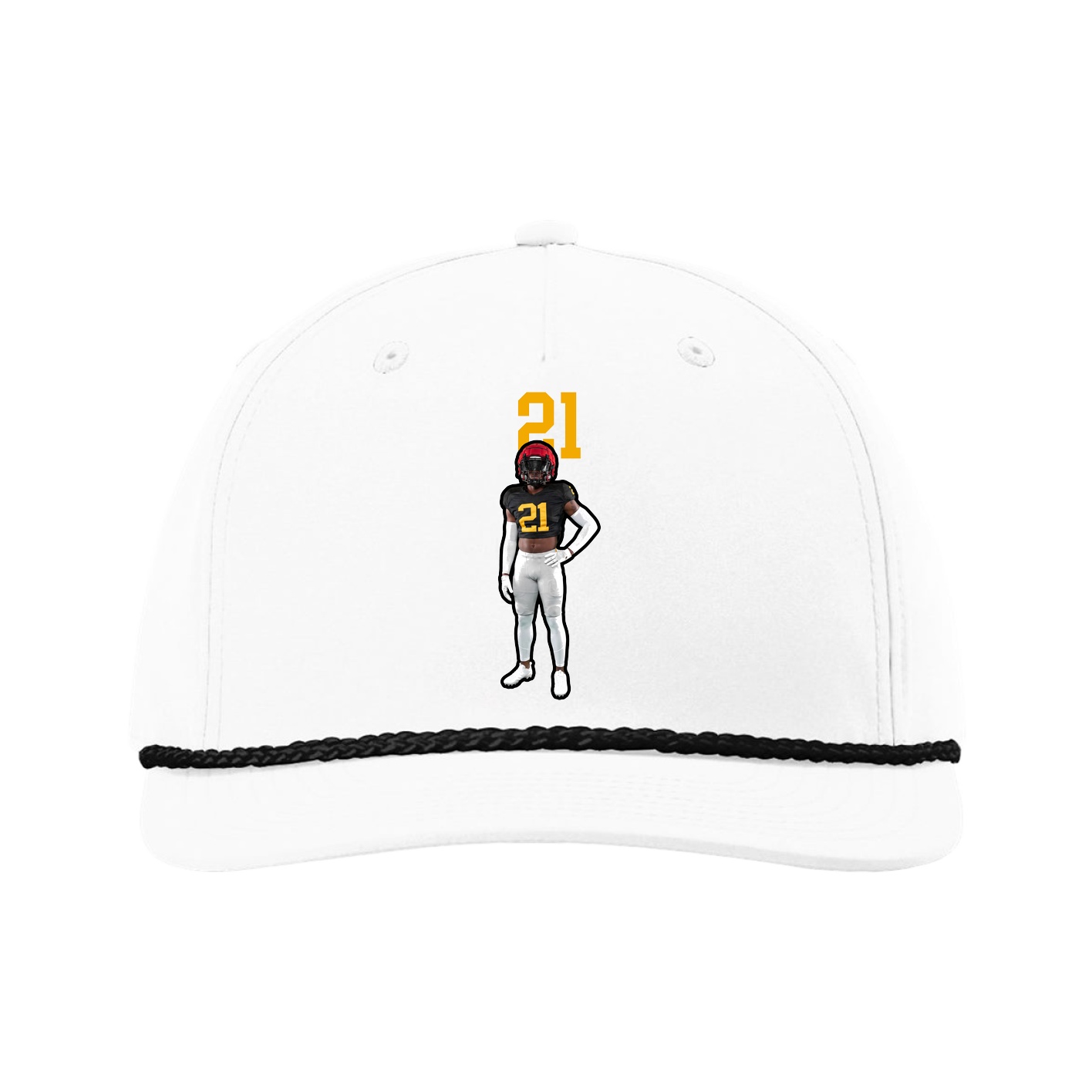 Five-Panel Classic Rope Cap — Number Top in White