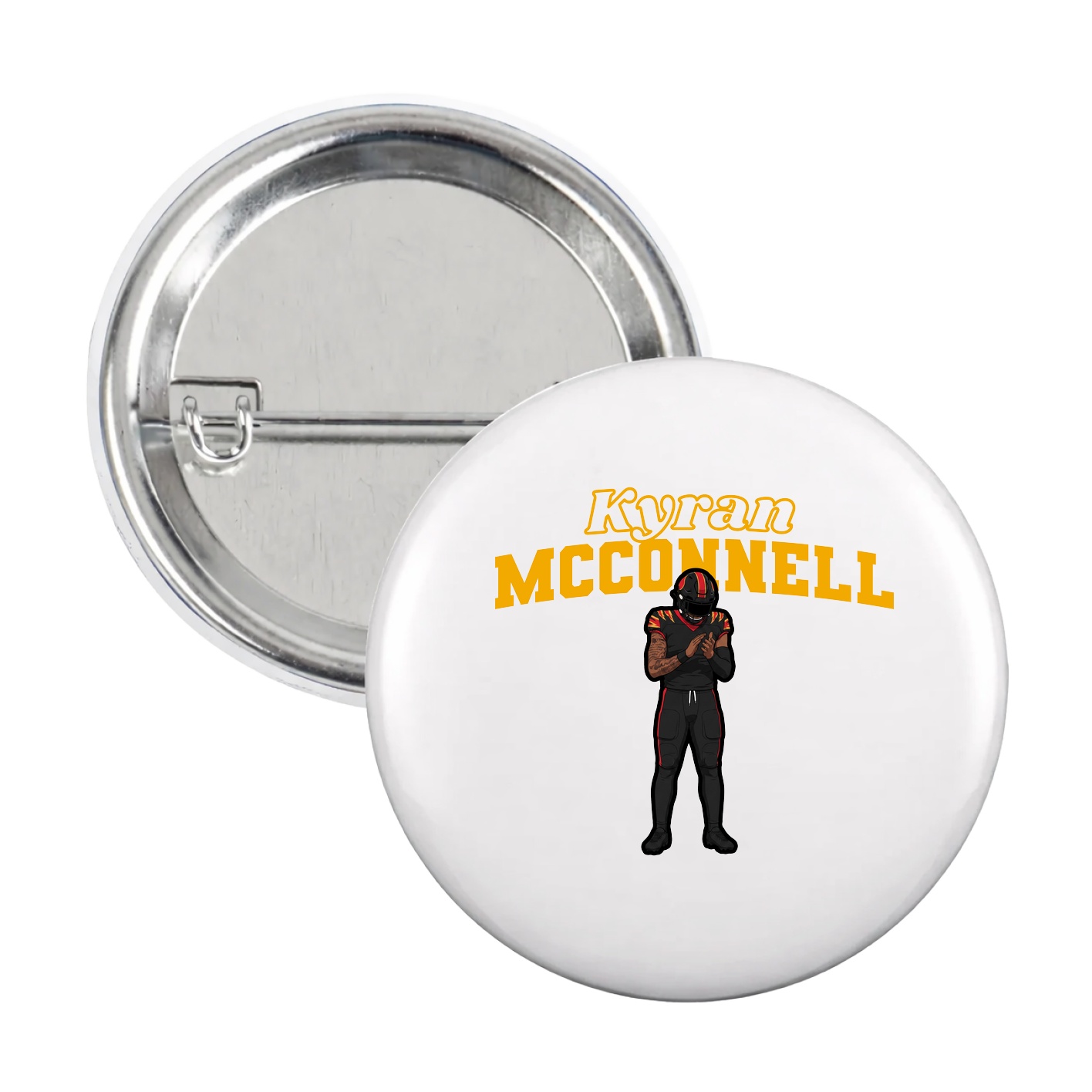 Game Day Button — Name Arch in White