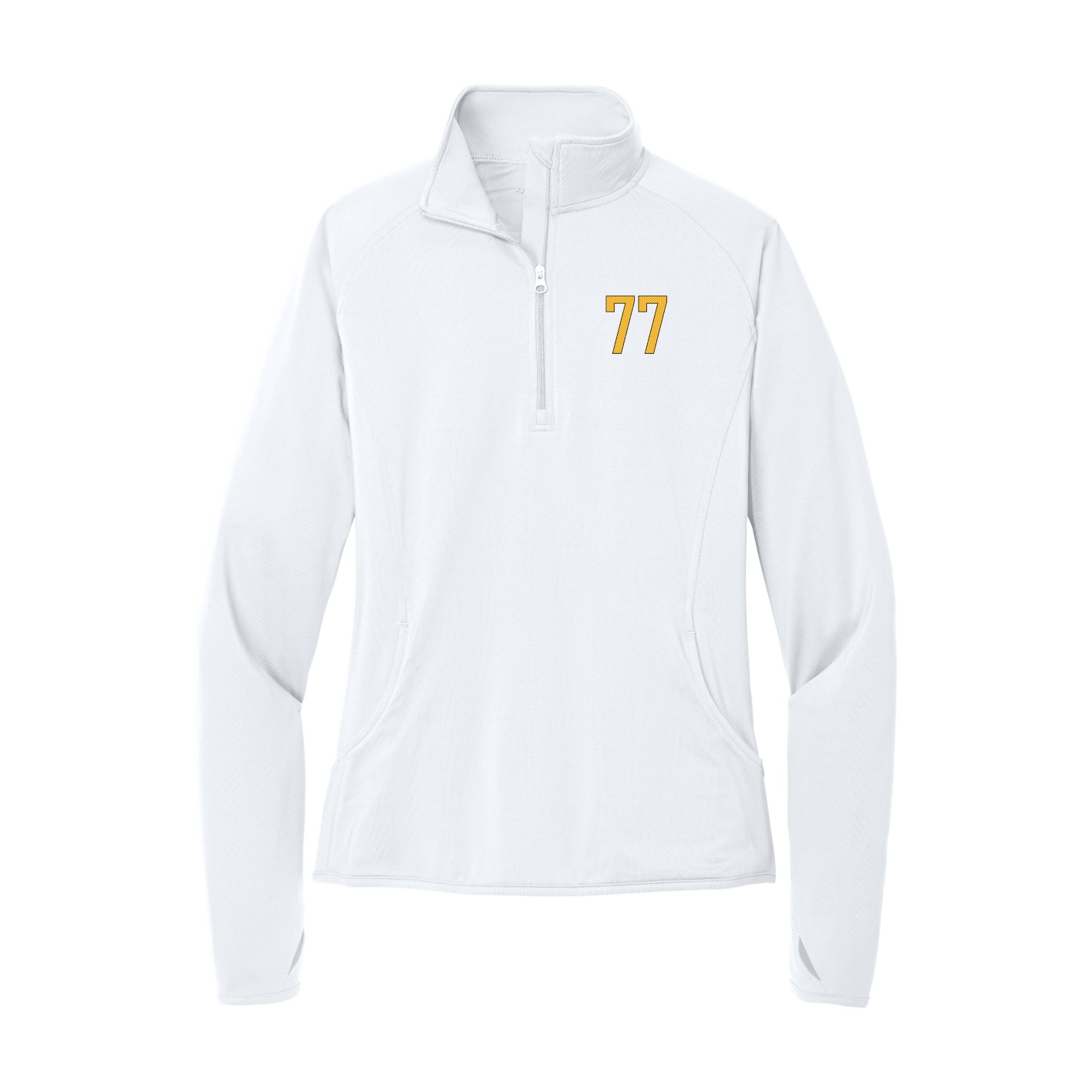 Women's Q-Zip Pullover — Front Shirsy in White