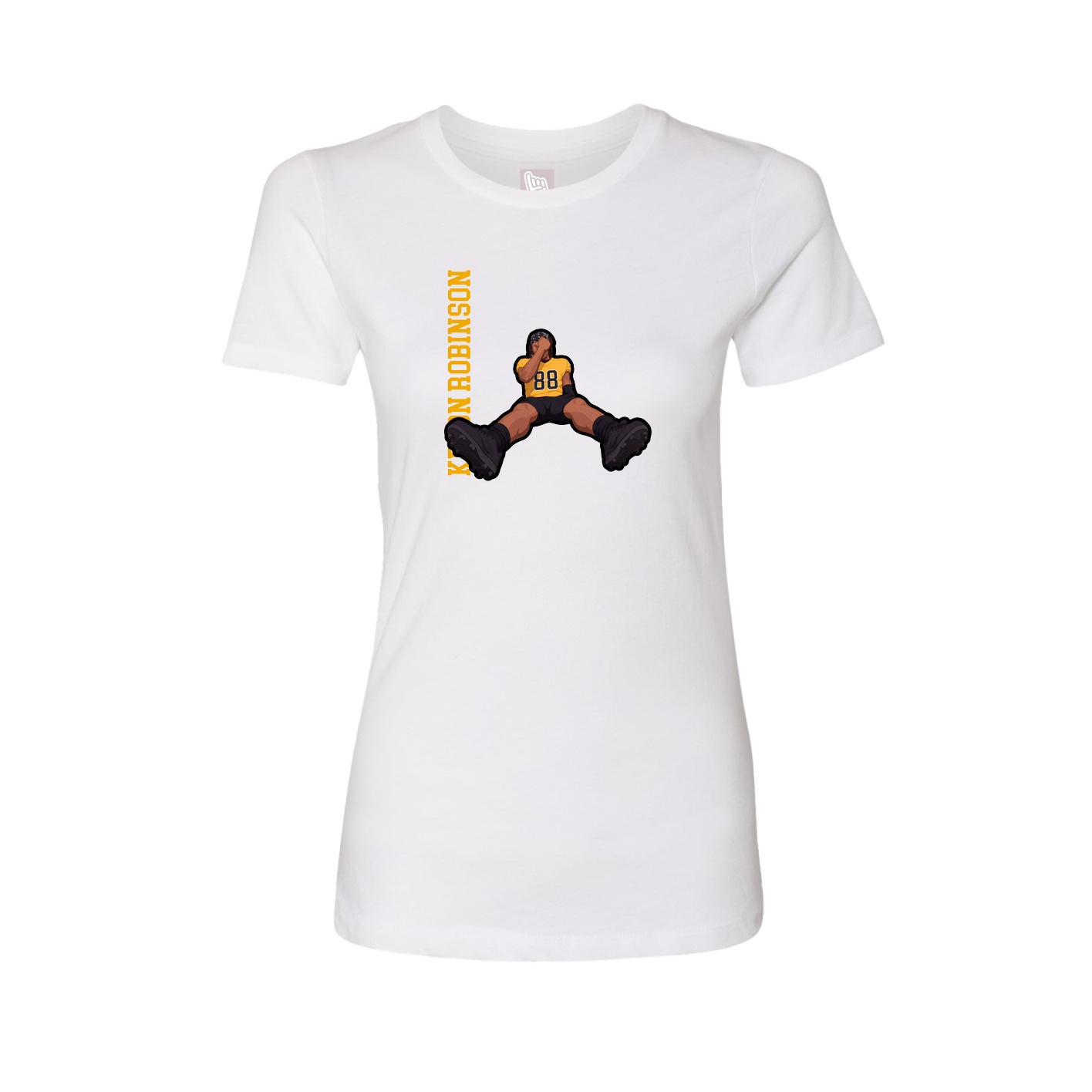 Fitted Women's Tee — Name Vertical in White