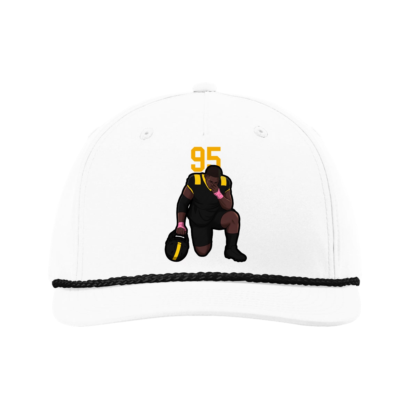 Five-Panel Classic Rope Cap — Number Top in White