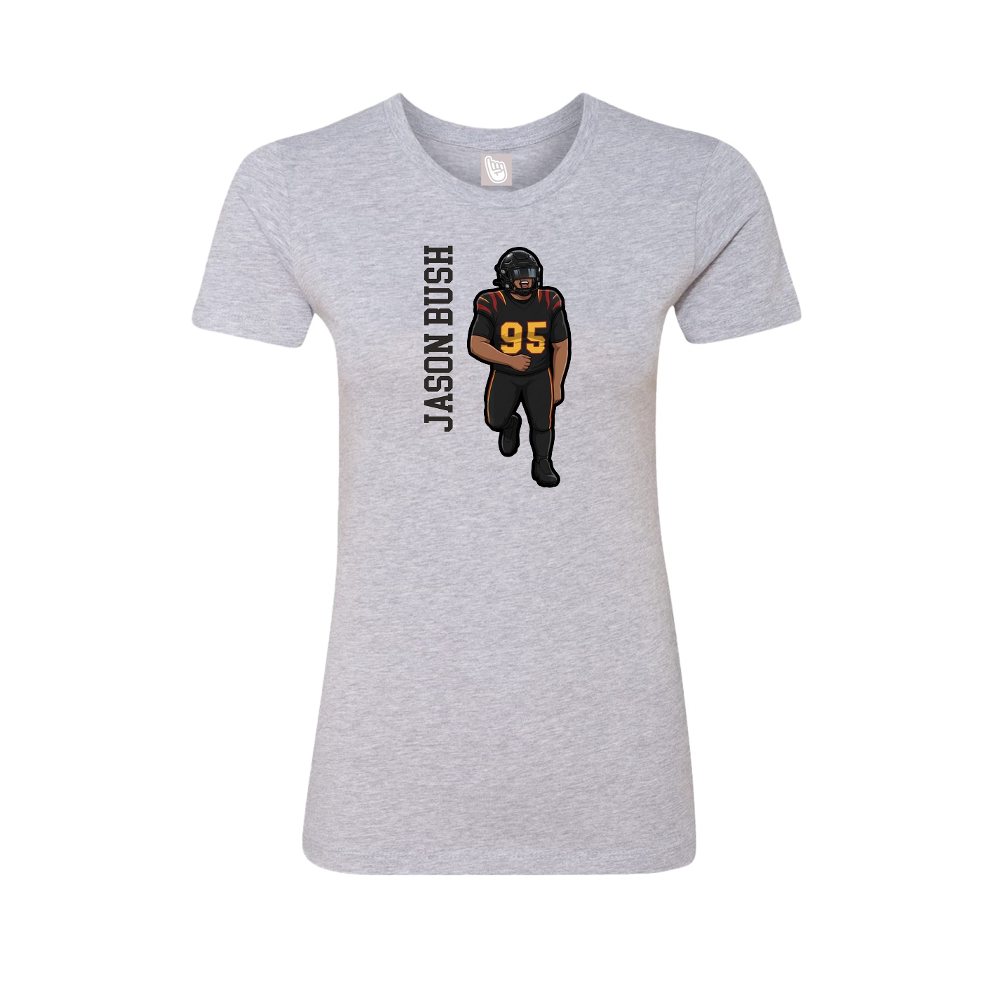 Fitted Women's Tee — Name Vertical in Grey