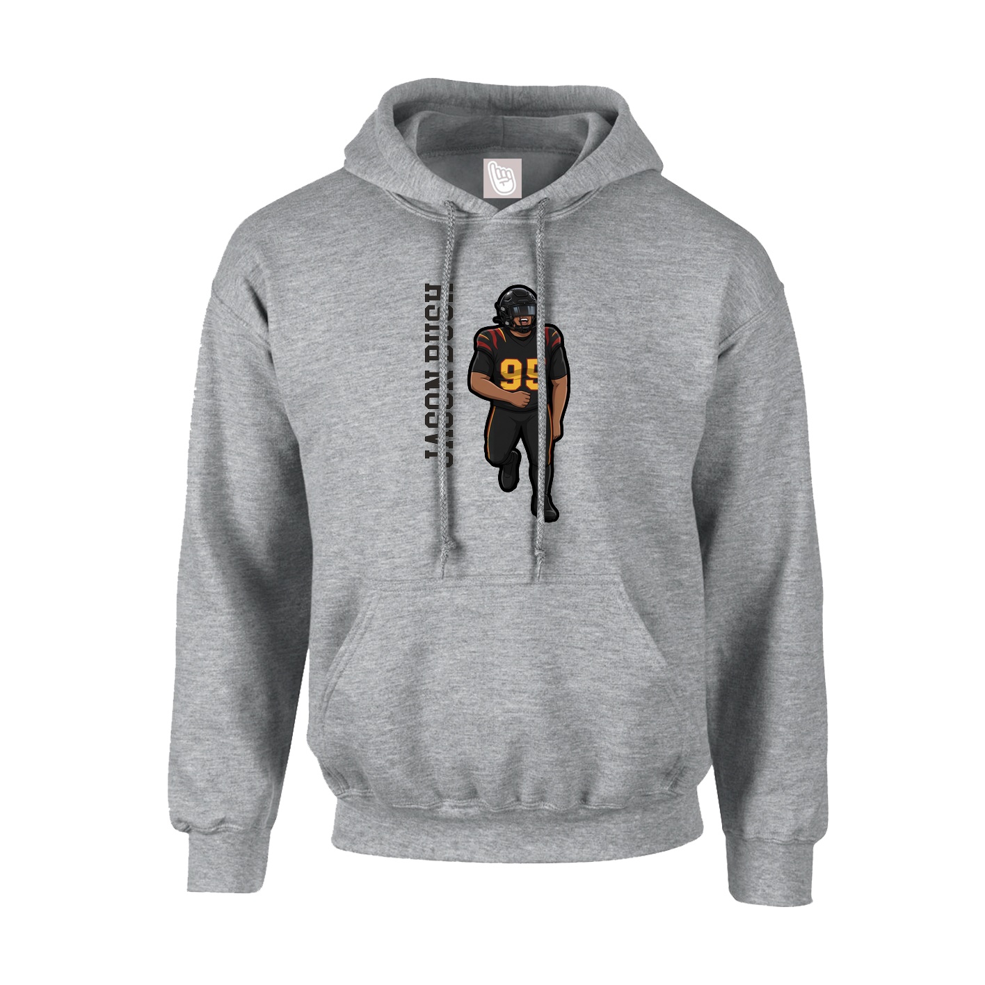 Youth Hoodie — Name Vertical in Grey