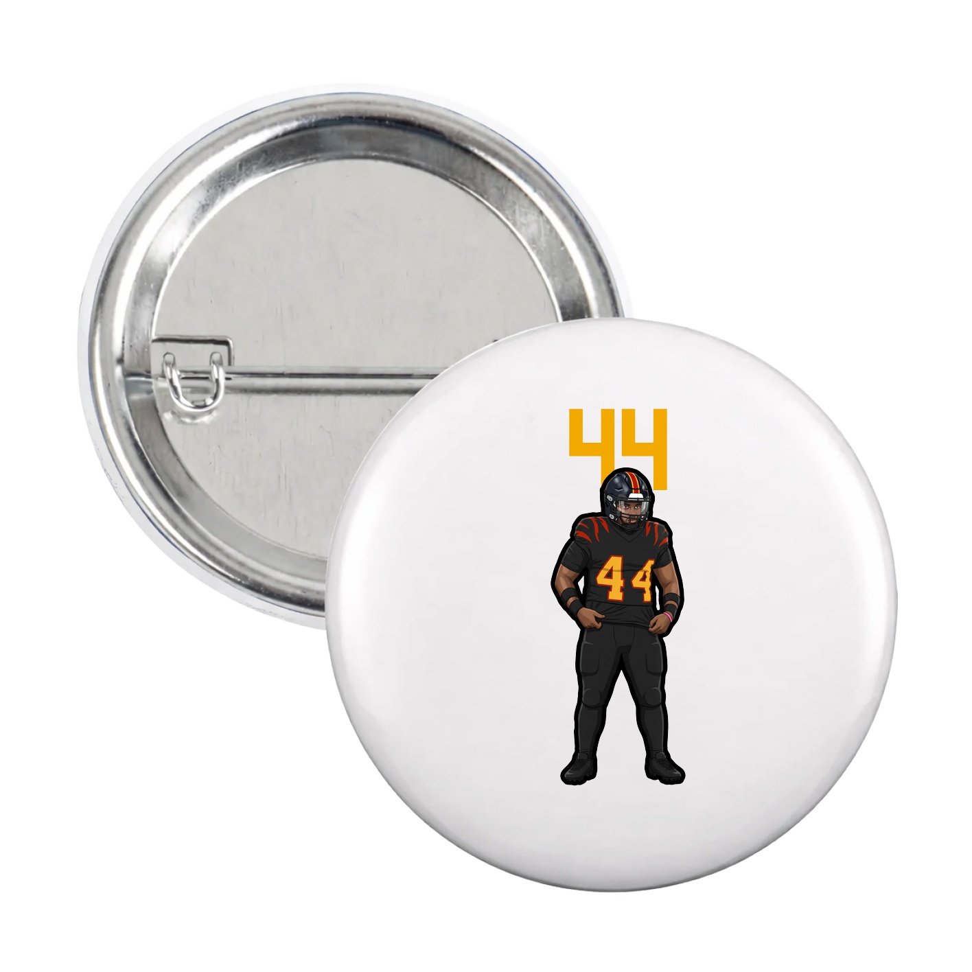 Game Day Button — Number Top in White