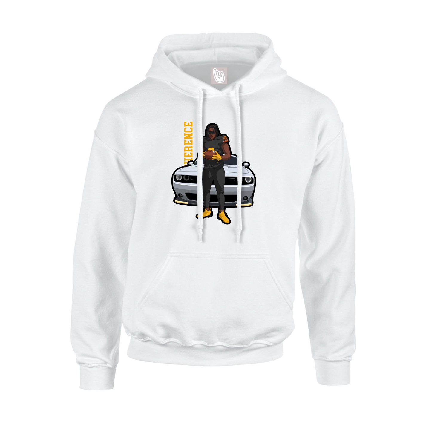 Hoodie — Name Vertical in White