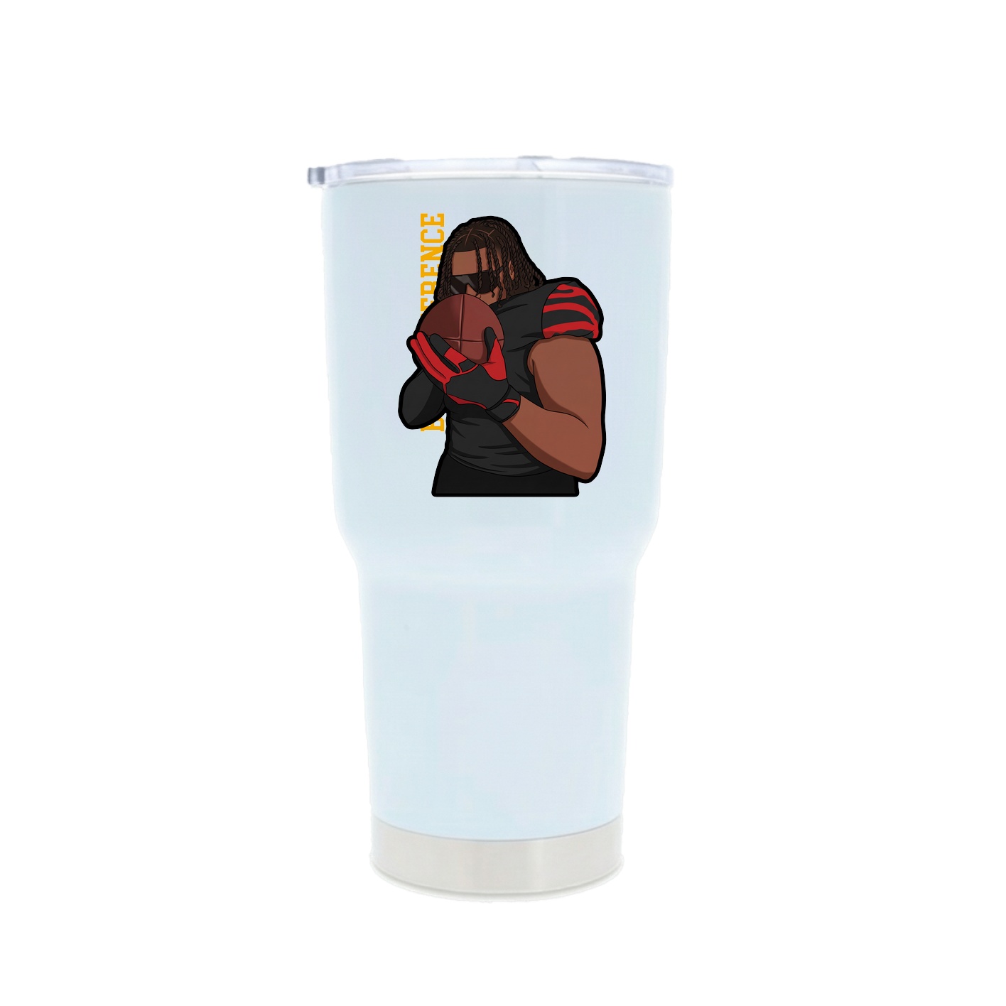 30oz Stainless Steel Tumbler — Name Vertical in White
