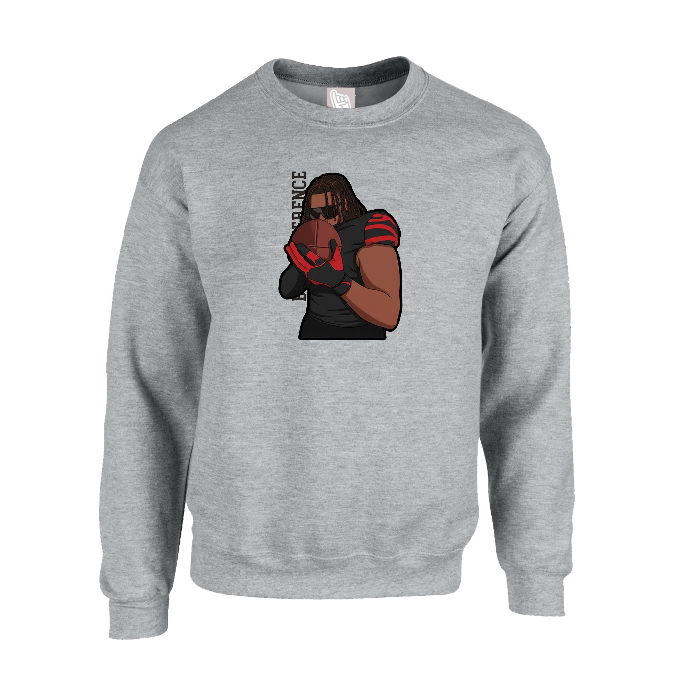 Fleece Crew — Name Vertical in Grey